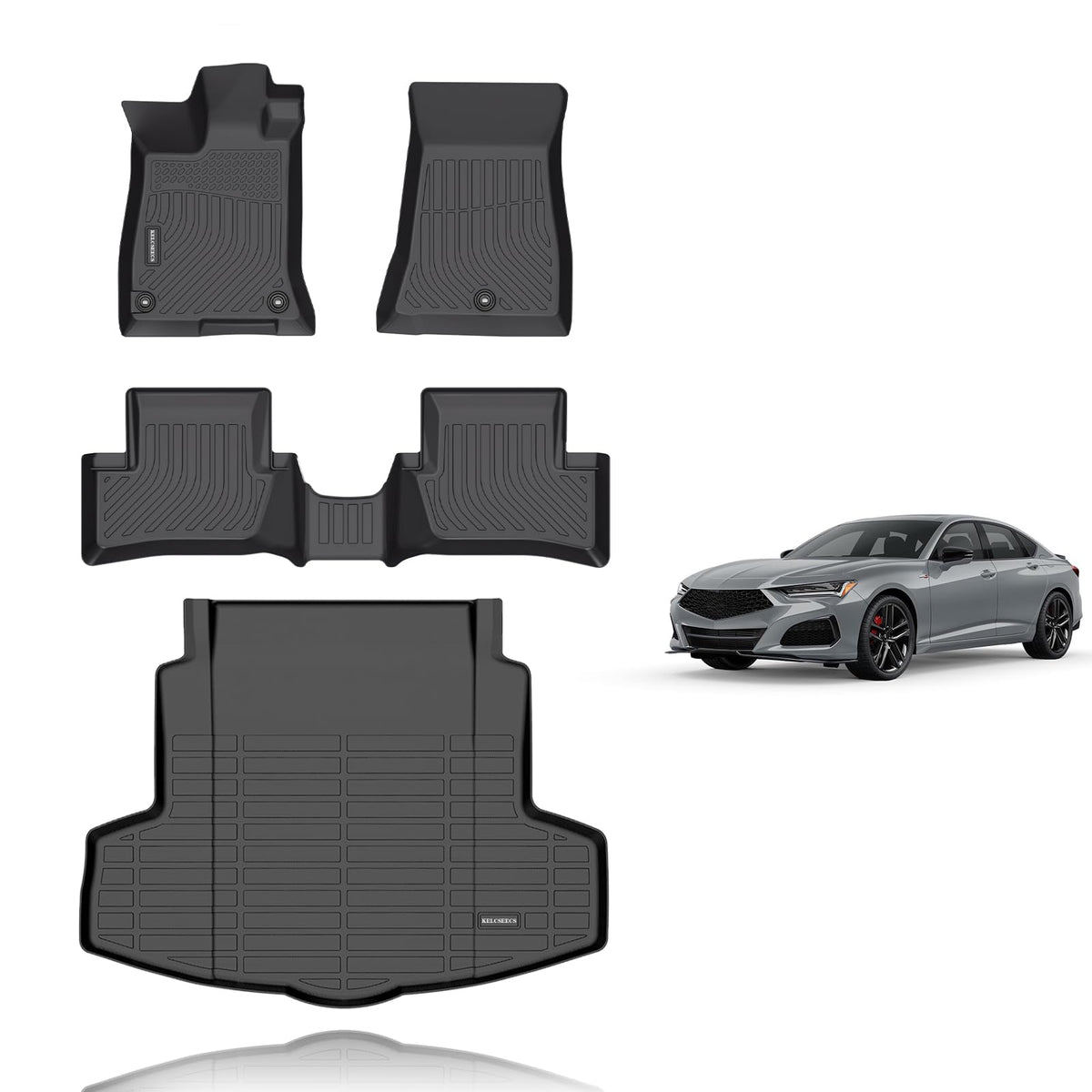 KELCSEECS Floor Mats & Cargo Liner Custom for Acura TLX 2025 2024 2023 2022 2021,All Weather Protection TPE Floor Liners Front& 