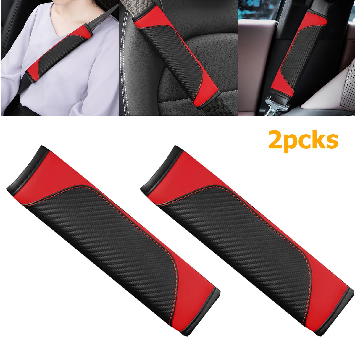 Osilly 2PCS Car Seat Belt Cover, Carbon Fiber Seatbelt Shoulder Protection, Soft Car Seat Belt Strap Cushion Protect Your Neck a