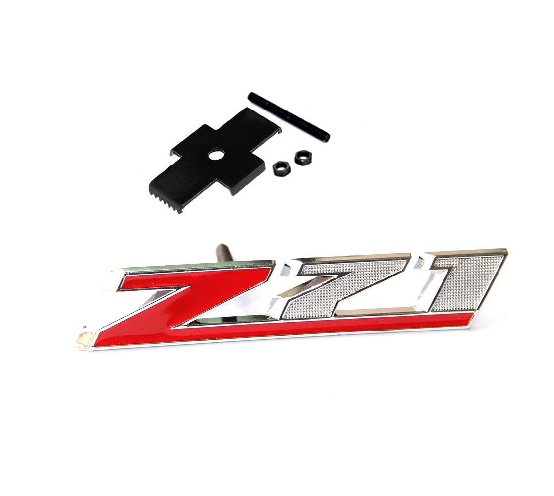 Yoaoo 1X Oem Red Grille Z71 Emblem Badge Compatible With Silverado 2500Hd 3500Hd Sierra Tahoe Chrome