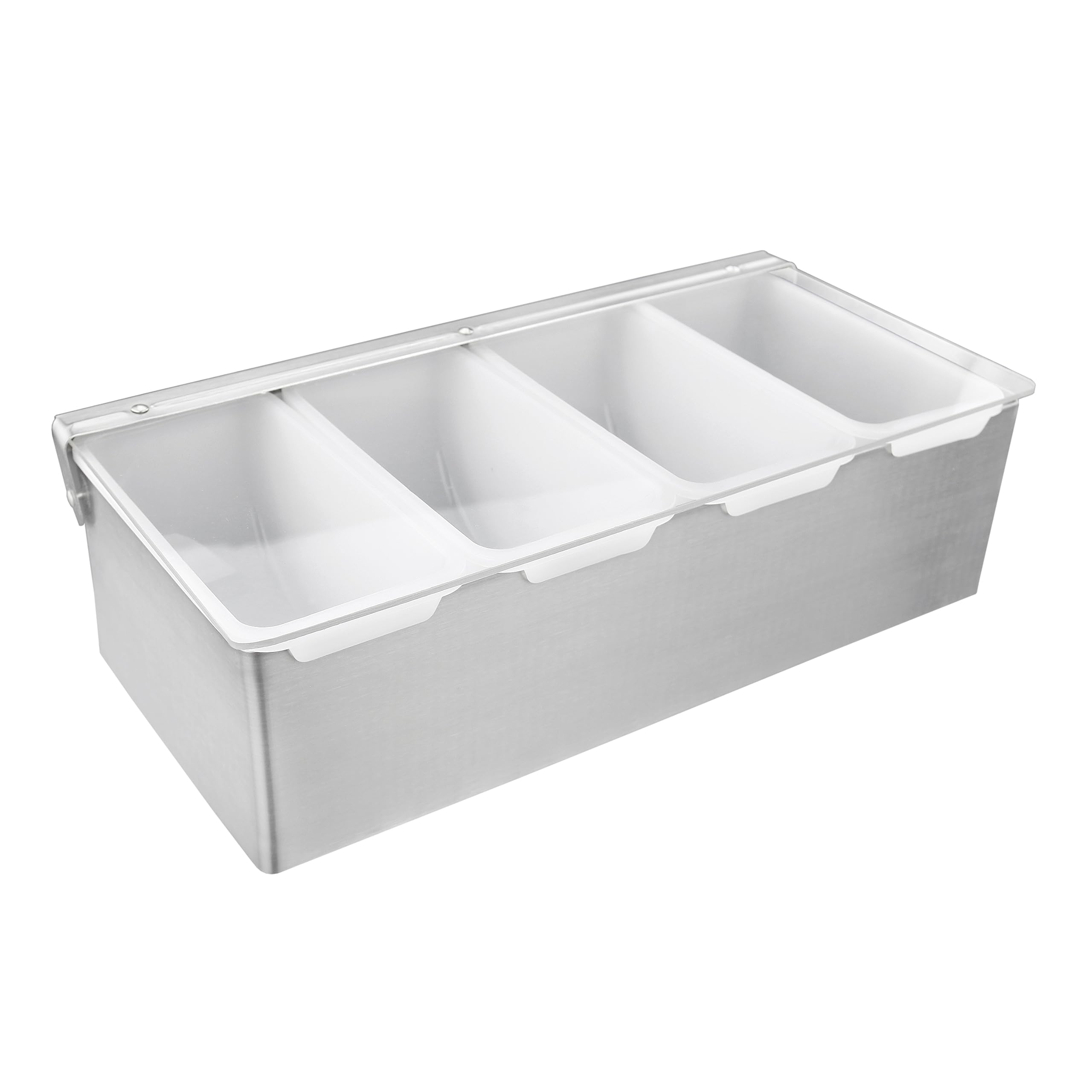 New Star Foodservice 48025 Stainless Steel Condiment Dispenser with 4 Compartments (NO ICE Tray Included)
