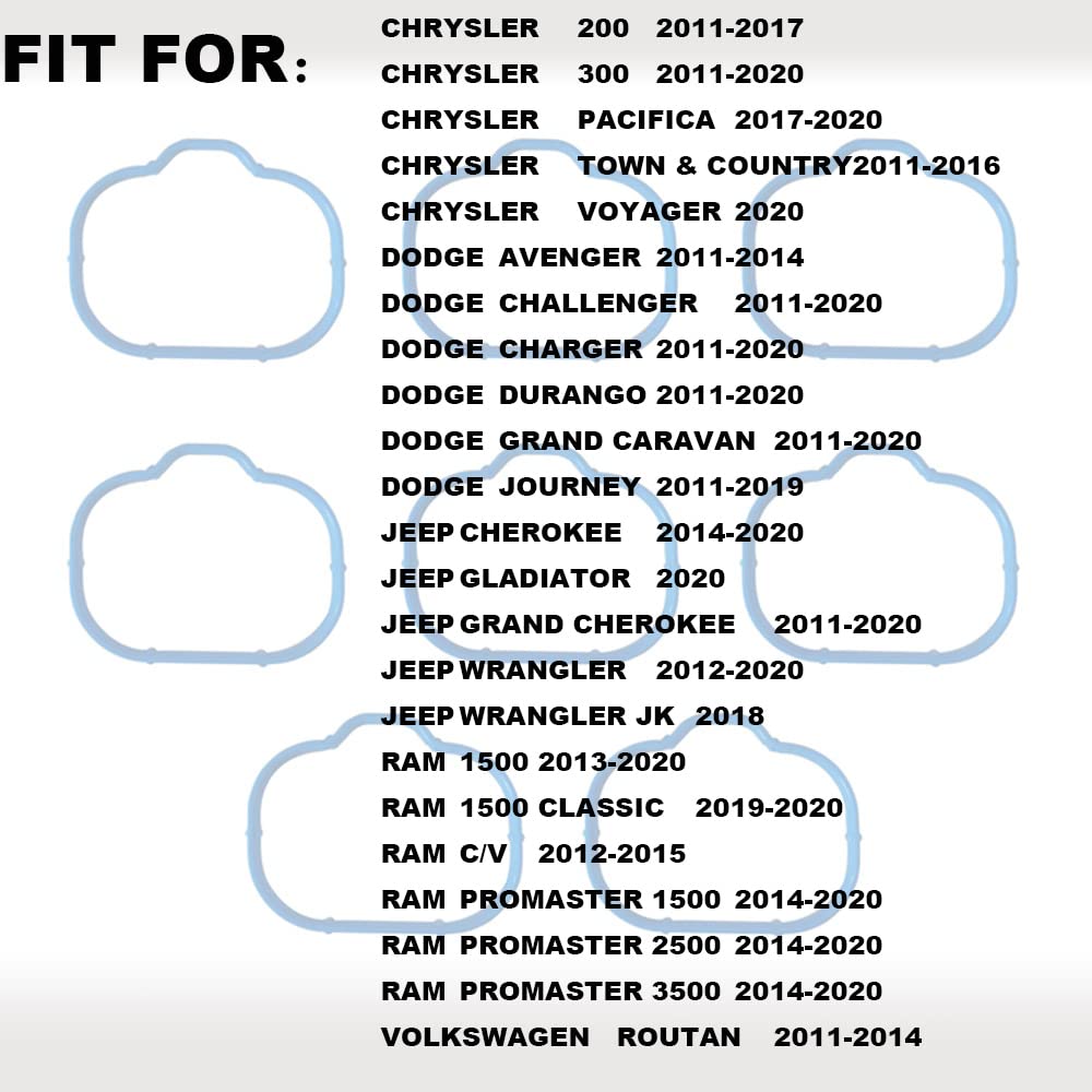 Intake Manifold Upper And Lower Gasket Set Fits For Chrysler 200 300 Town And Country 2011-2016 Dodge Avenger Challenger Charger