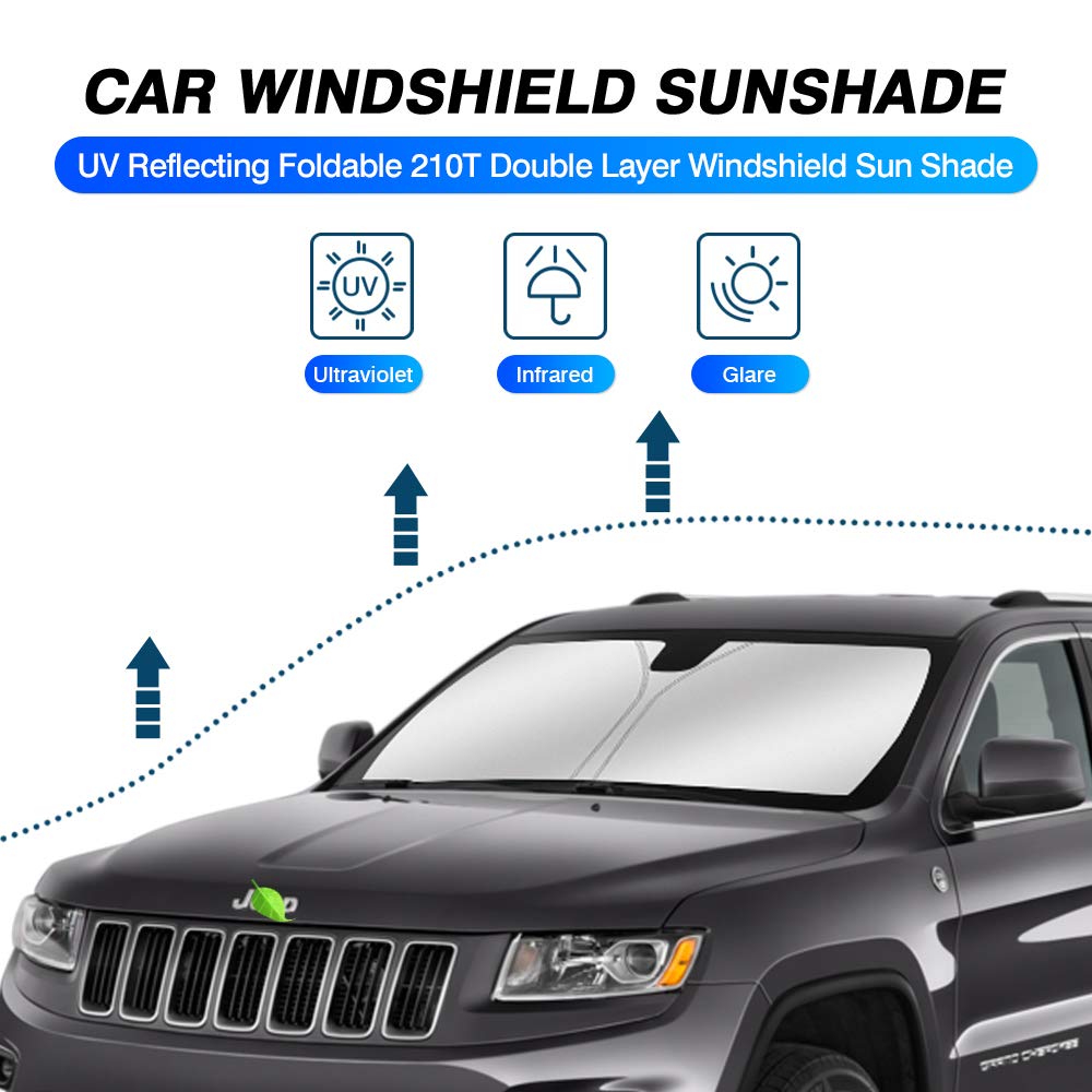 Kust Windshield Shade Custom Fit For Jeep Grand Cherokee L 2021 2022 2023 2024 2025 Sun Shade Front Windshield Sun Visor Foldabl