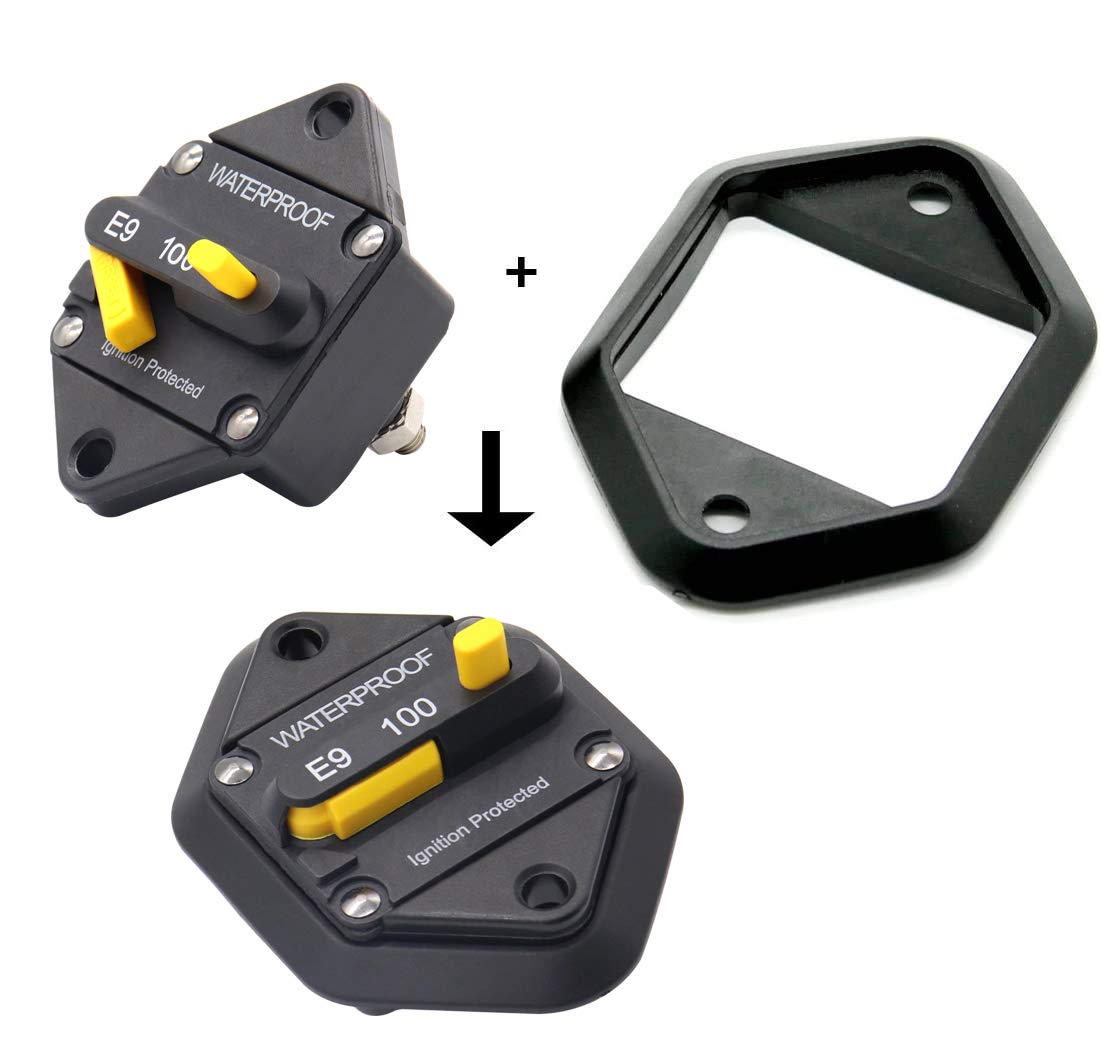 T Tocas Hi-Amp T3 100A Circuit Breaker With Manual Reset Panel Mount, 12V - 48Vdc, Switchable Waterproof