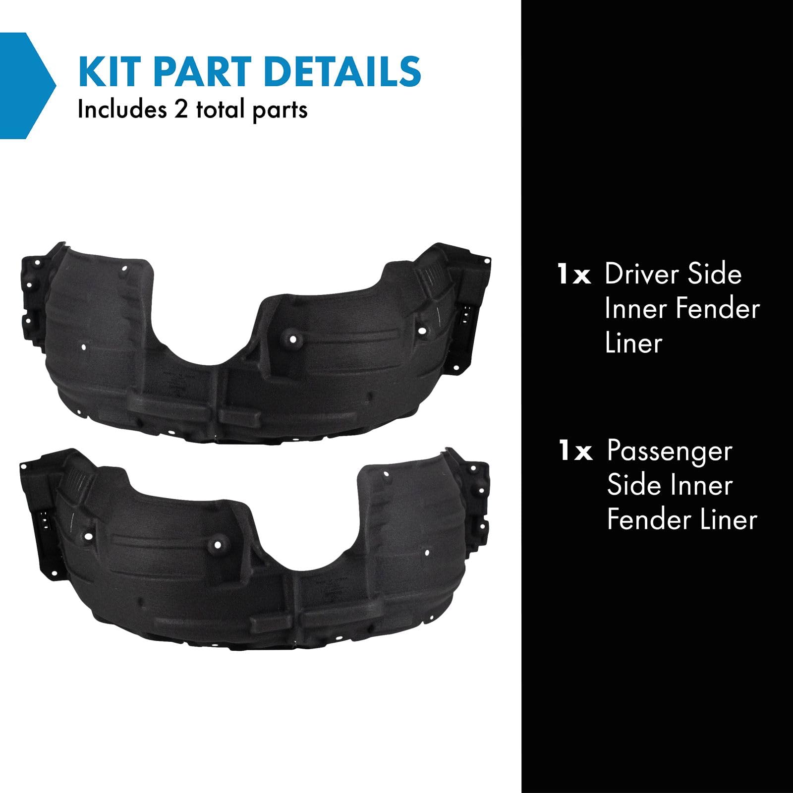 Trq Inner Fender Liner Set Compatible With 2016-2022 Lexus Rx350 2018-2022 Rx350L Rx450H Rx450Hl Lx1248137 Lx1249137