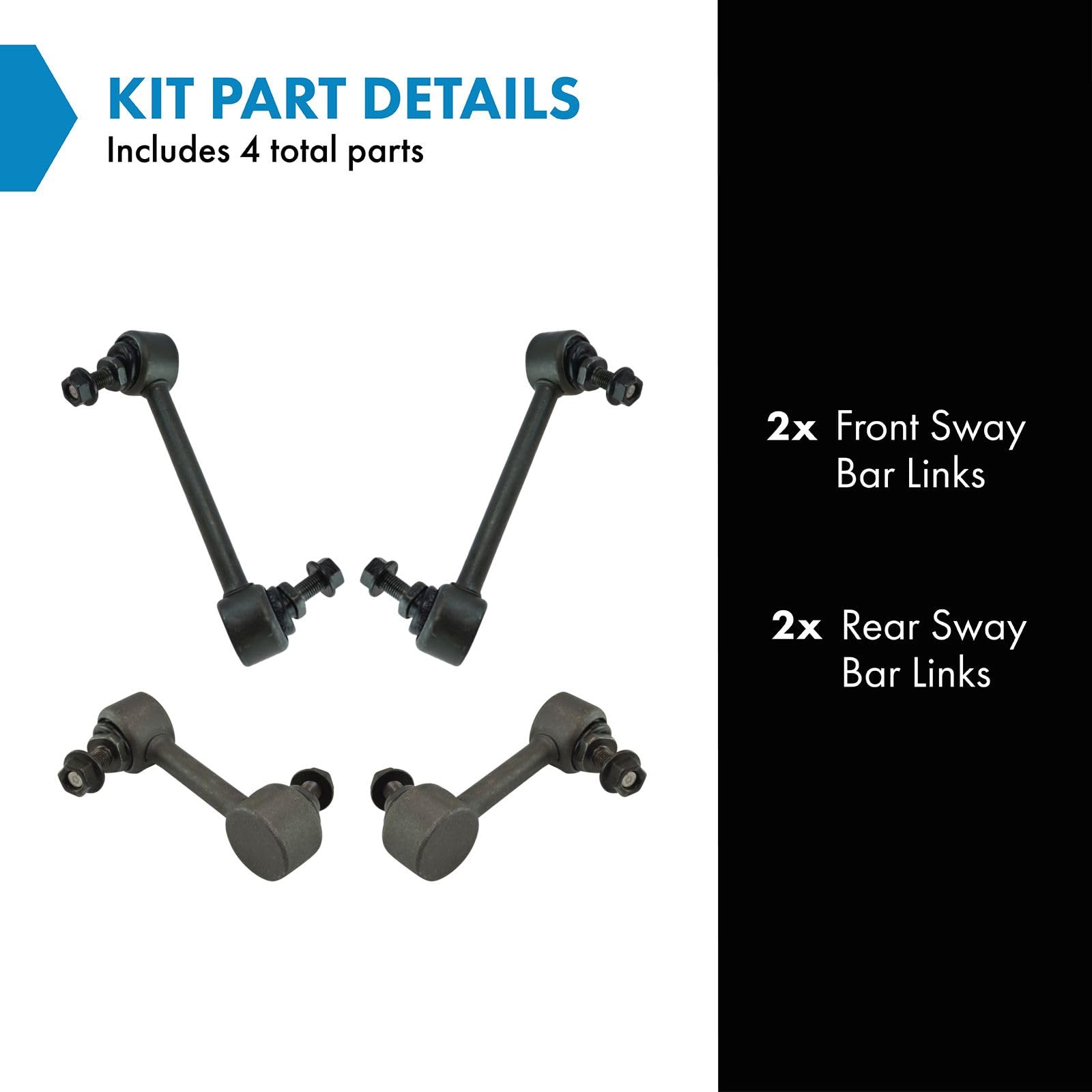 Trq Front & Rear Sway Bar Stabilizer Link Set Compatible With 2004-2012 Chevrolet Colorado Gmc Canyon 2007-2008 Isuzu I-370
