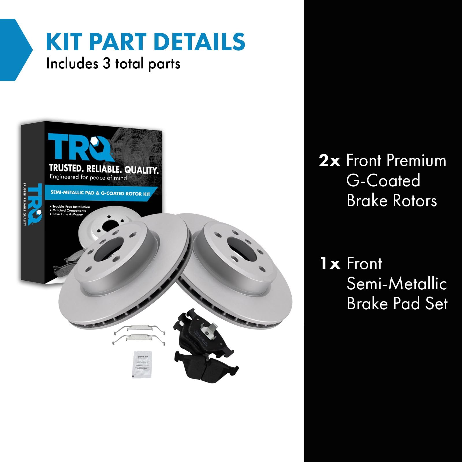 Trq Front Brake Pad & Rotor Kit Brake Pads Brake Rotor Semi-Metallic Premium G-Coated Compatible With 2004-2010 Bmw X3