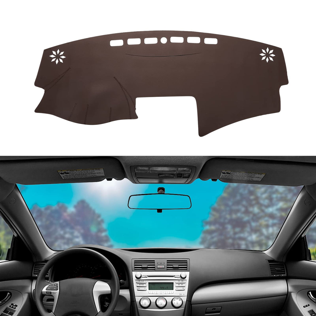 Dashboard Dash Mat Cover Leather Dashboard Pad Sun Protection Anti-Vertigo Mat Blanket Compatible for 2007-2011 Toyota Camry(Bro