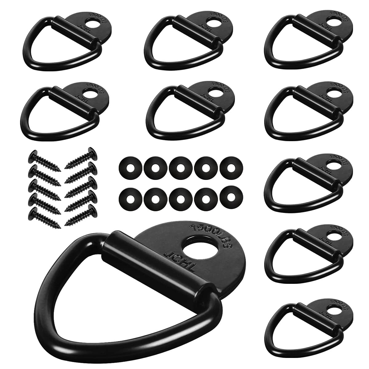 Jchl Cargo Tie-Down Anchors, 10Pcs V-Ring 2'' Diameter Steel V-Ring Bolt On Trailer Anchor For Cargo On Trucks Pickups Trailers