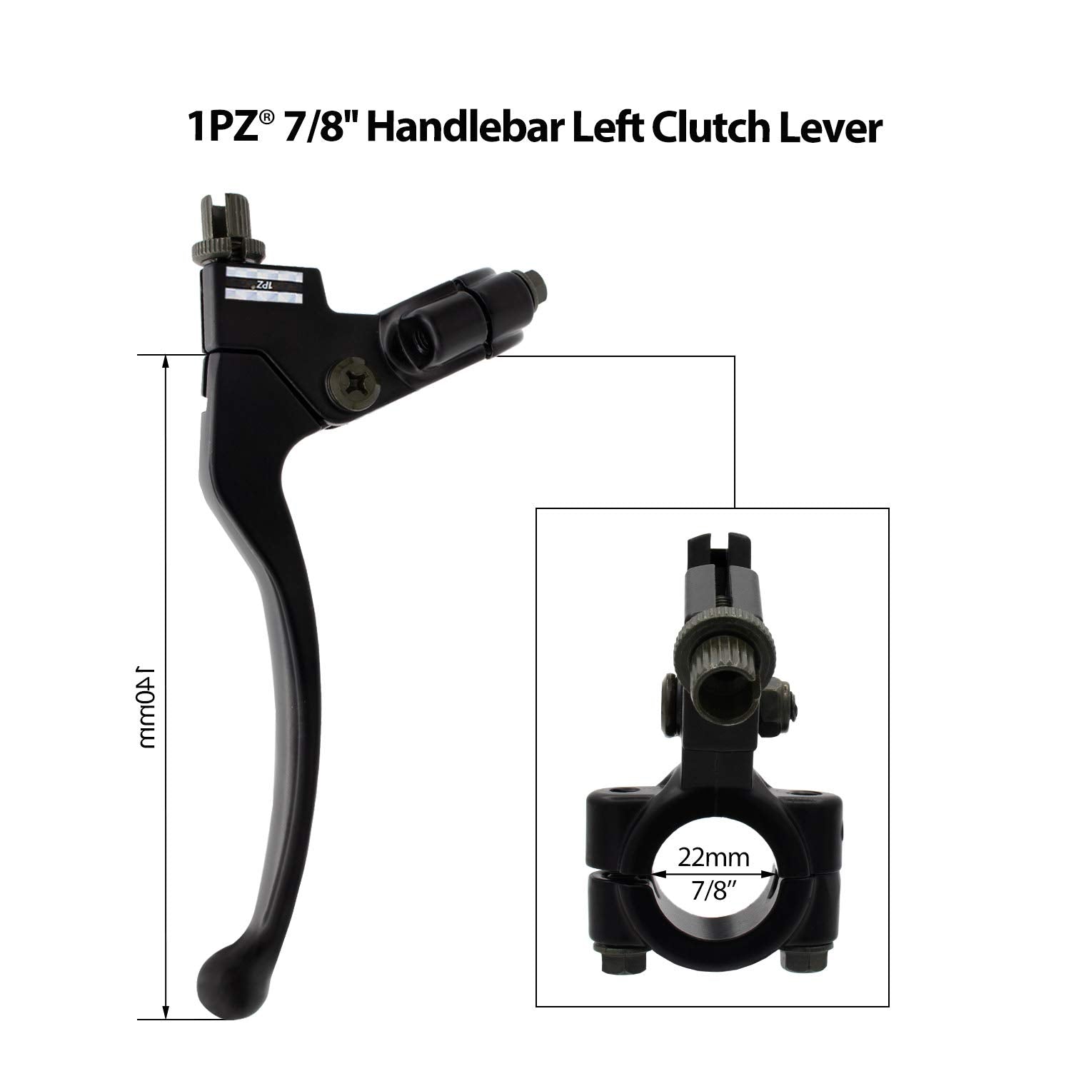 1PZ HB2-X02 7/8'' Handlebar Left Clutch Lever and Clutch Cable with Adjuster Replacement for 50cc 70cc 90cc 110cc 125cc Honda Ya