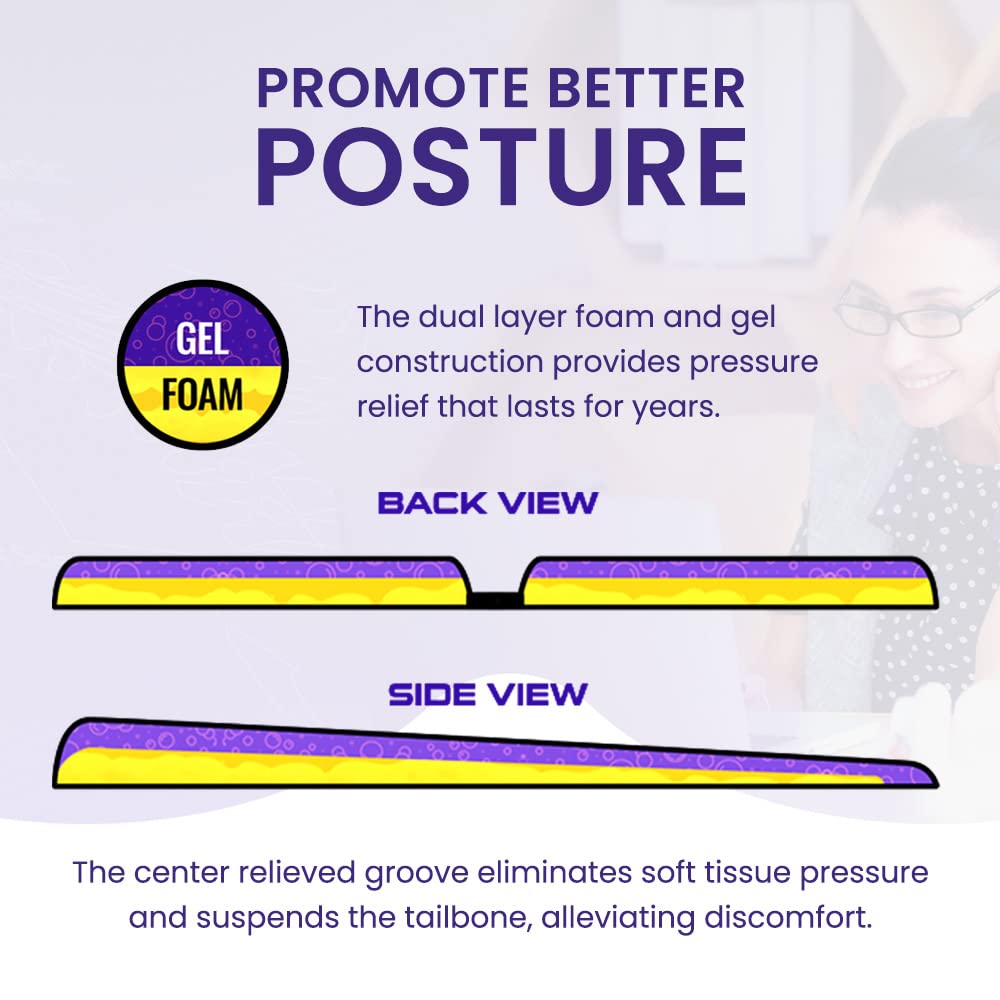 G Seat Lite Travel Gel Foam Cushion | Back Pain, Sciatica, Pressure Relief | Relieves Tailbone Discomfort, Promote Healthy Postu