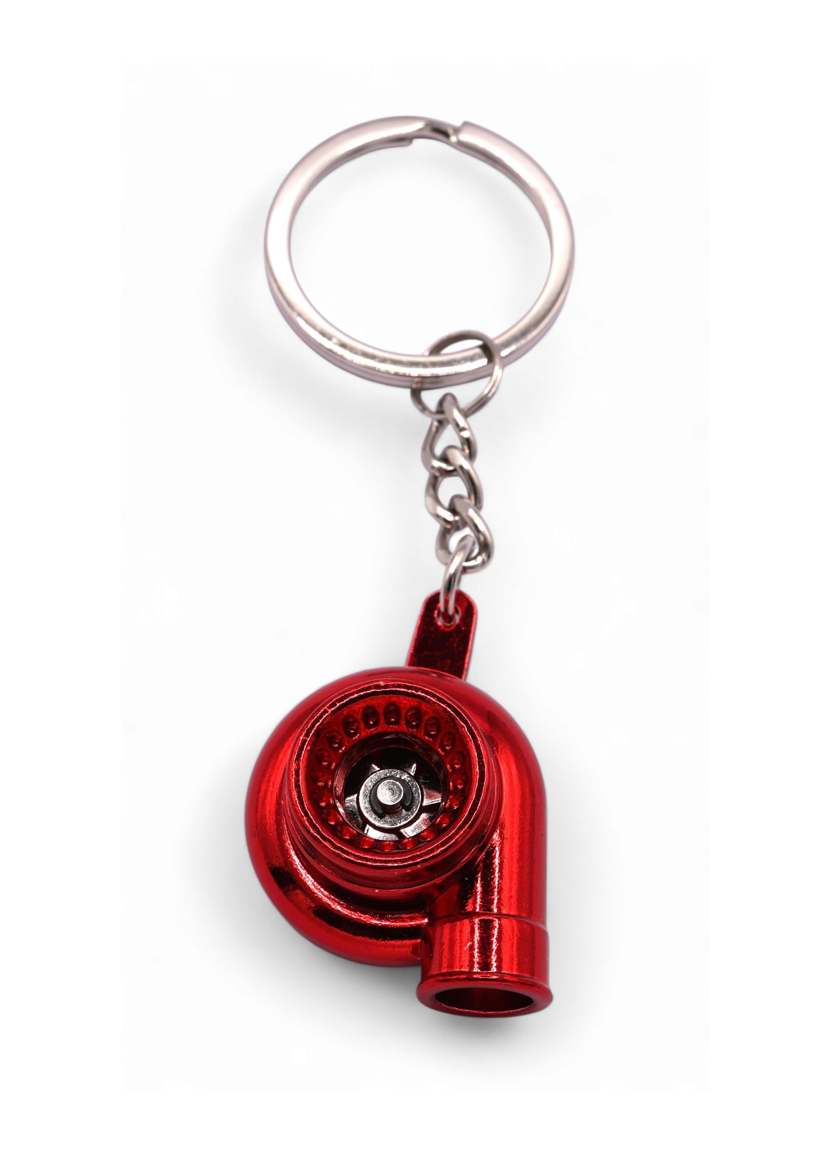 Gt//Rotors Turbo Keychain Metal Spinning Turbocharger Automotive Mini Car Part Keychain Key Ring (Red Chrome Turbo)