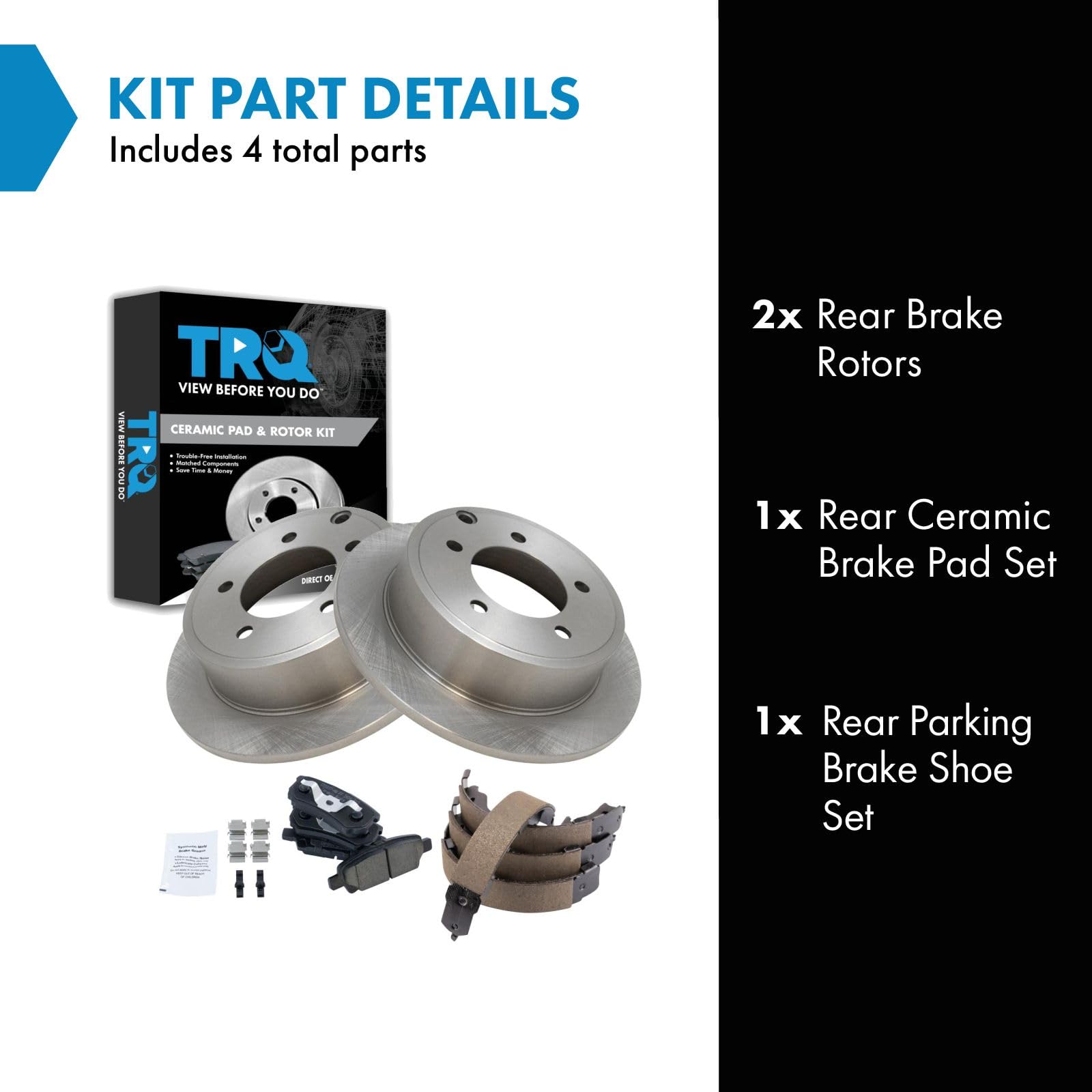 Trq Rear Brake Pad & Rotor Kit Ceramic Compatible With 2011-2014 Chrysler 200 2007-2010 Sebring 2008-2014 Dodge Avenger 2007-201