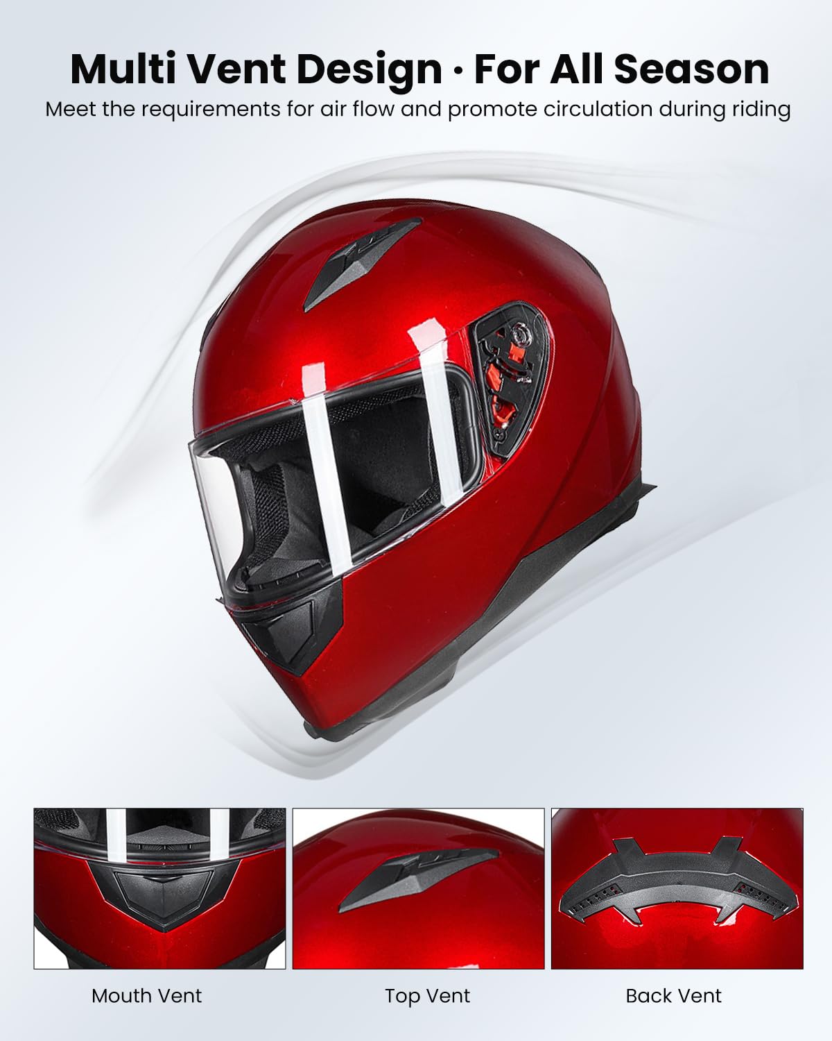 Ilm Full Face Motorcycle Street Bike Helmet With Removable Winter Neck Scarf + 2 Visors Dot Model-Jk313 (S, Bright Red)