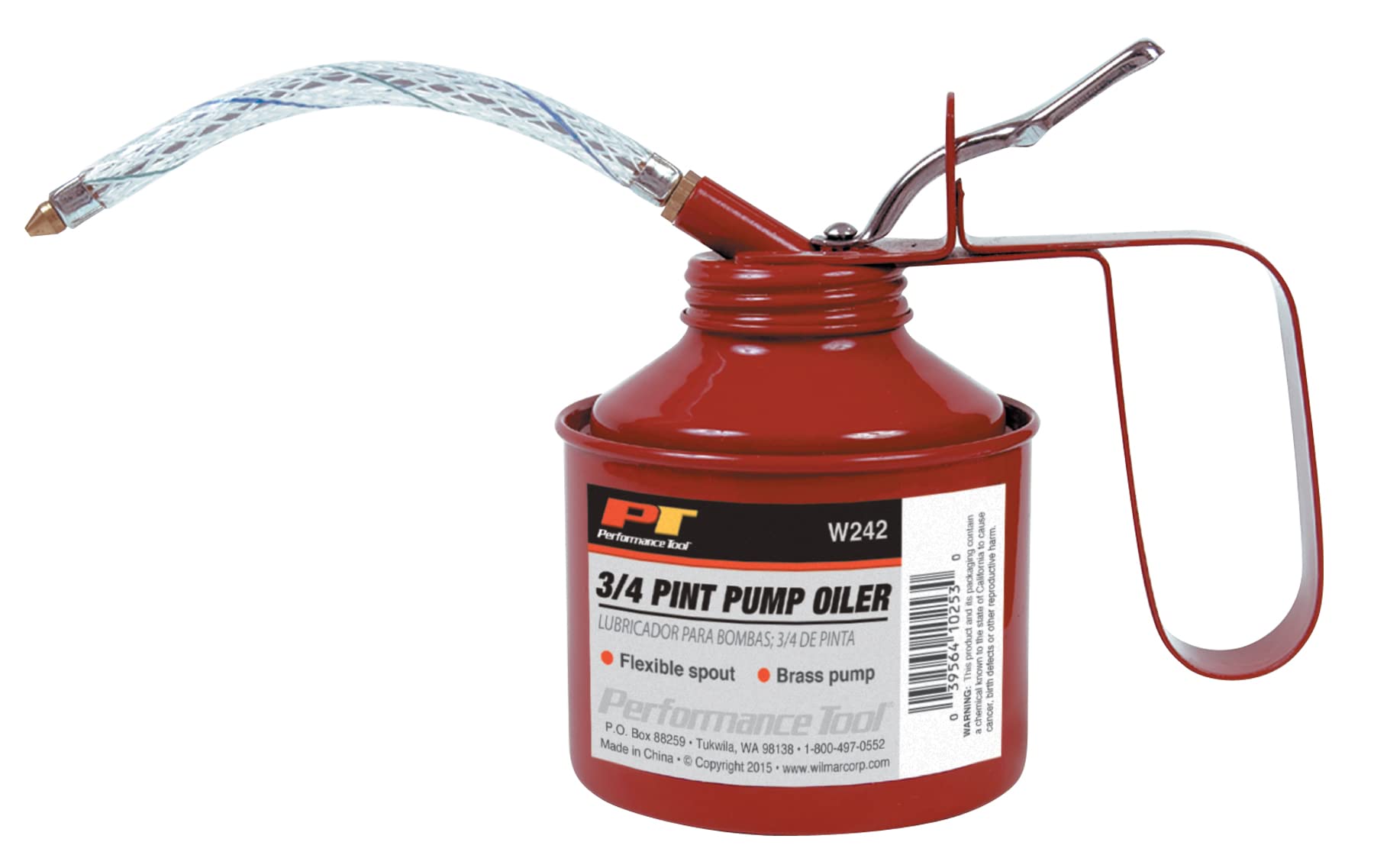 Performance Tool W242 Precision Pump Oiler for Vehicle Engine Oils and Lubricants, Red, 3/4 Pint