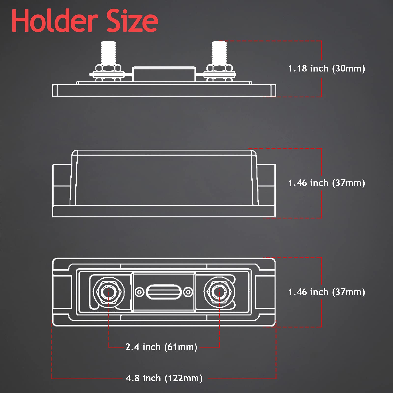 Hamolar 3 Pack 80 Amp Anl Fuse Holder Kit + 80A Fuses 0/2/4/8 Gauge Awg Fuse Block For Car Audio Truck Diy