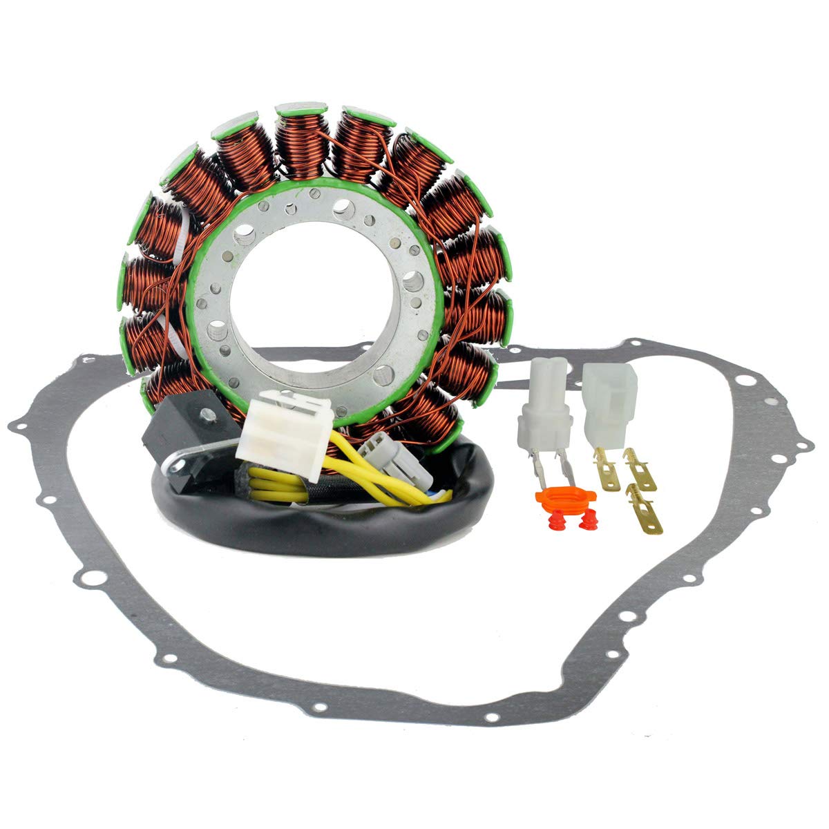 Rmstator Kit Generator Stator + Crankcase Cover Gasket Replacement For Suzuki Lta 700 X Kingquad 2005-2007 | Lta 750 Kingquad Axi 2008-2018 | Oem Repl.# 32101-31G01 / 11483-31G00 / 32101-31G00