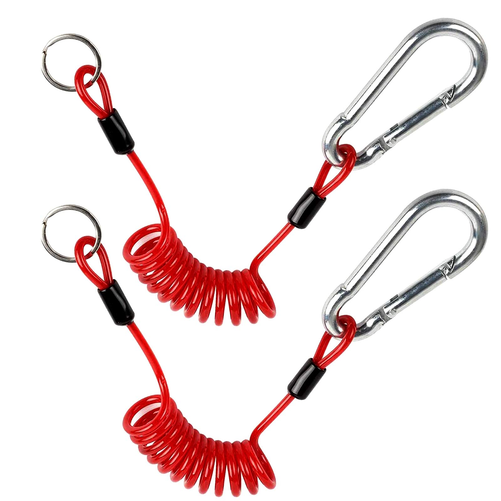 2Pcs Breakaway Trailer Cable, Trailer Brake Cable, Rv Stainless Steel Spring Towing Coiled Wire, Heavy Duty Steel Wire Extend To