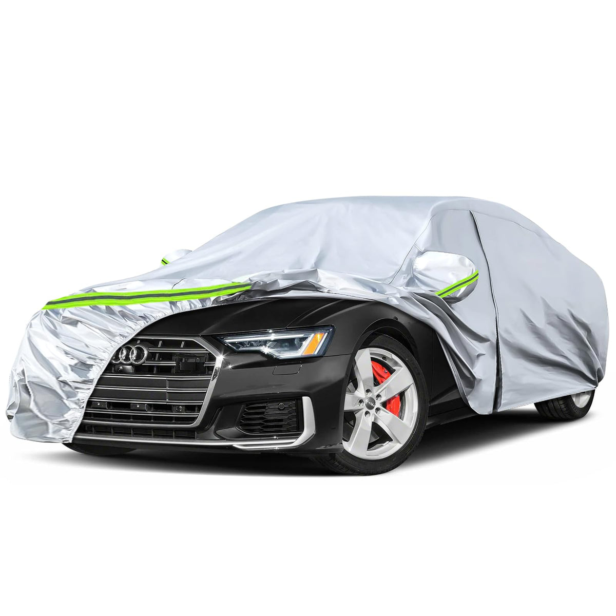 Waterproof Car Covers Replace For 2004-2025 Audi A6/S6, 6 Layers Silver All Weather Custom-Fit Car Cover With Zipper Door & Wind
