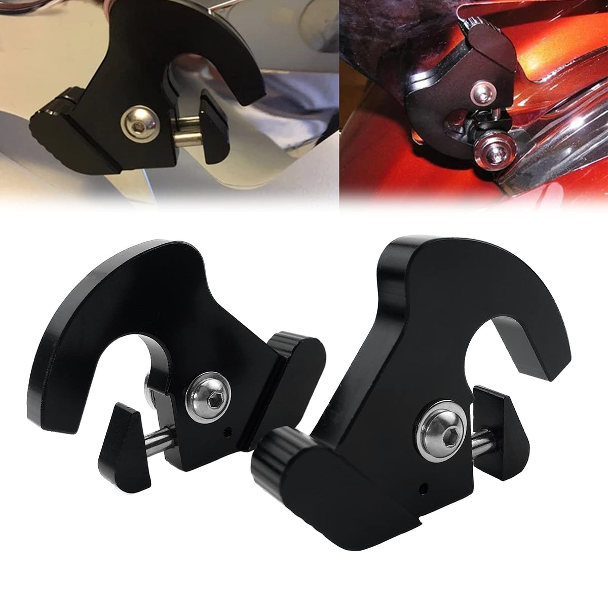 YIMOTO Motorcycle Black Detachable Rotary Sissy Bar Luggage Rack Latch Clips for Harley Davidson Softail Sportster 883 1200XL To