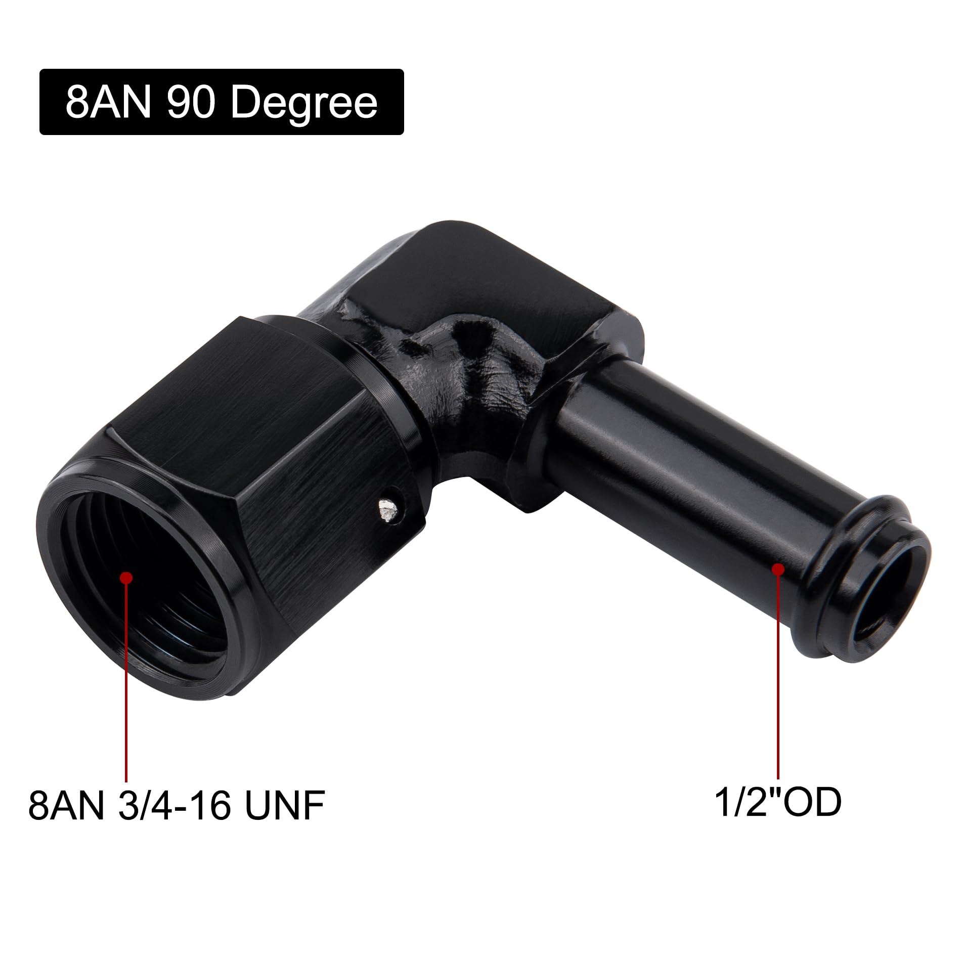 EVIL ENERGY 8AN Female to 1/2 '' Barb Hose Fitting 90 Degree Swivel