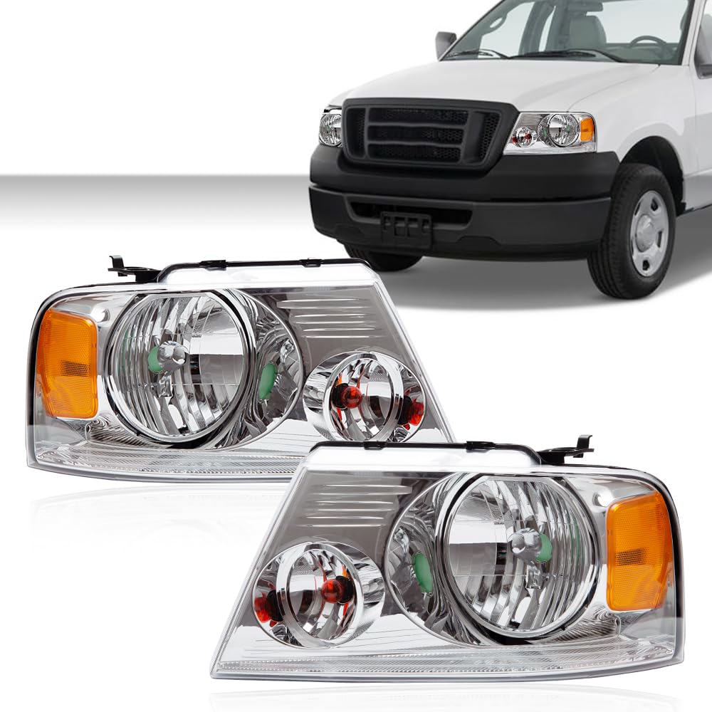 Cheda Front Headlights Assembly Headlamp, Compatible With 2004-2008 Ford F150/2006-2008 Lincoln Mark Lt Bumper Headlamp(Clear Le