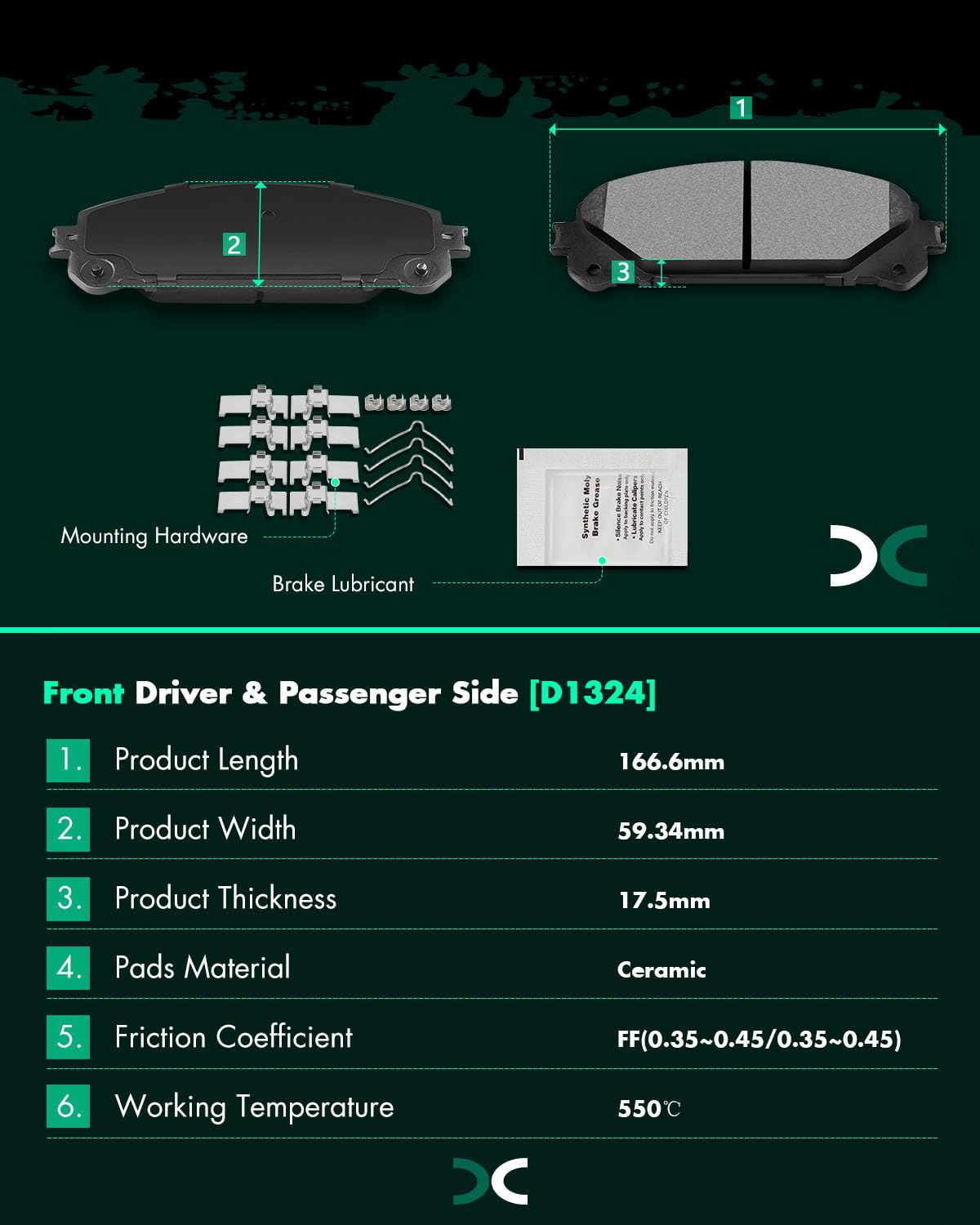 Scitoo D1324 D1391 Front Rear Ceramic Brake Pads Sets Fit For Lexus Rx350 2010-2015,For Toyota For Highlander 2014-2018,For Toyo