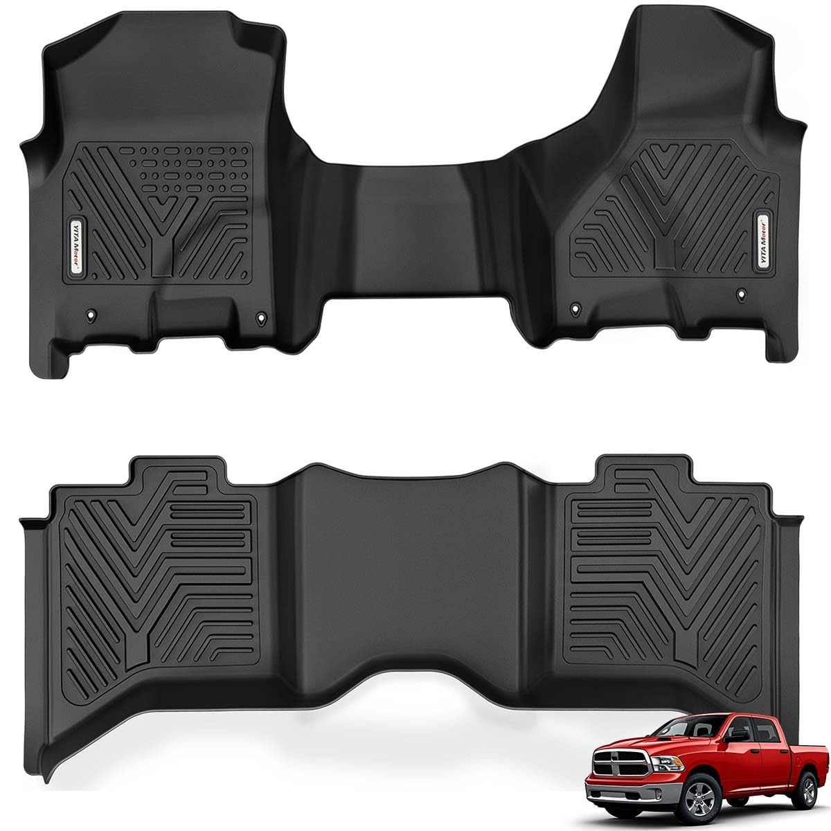 Yitamotor Floor Mats Compatible With 2013-2018 Dodge Ram 1500/2500/3500 Crew Cab & 2019-2024 Ram 1500 Classic Crew Cab, Custom F