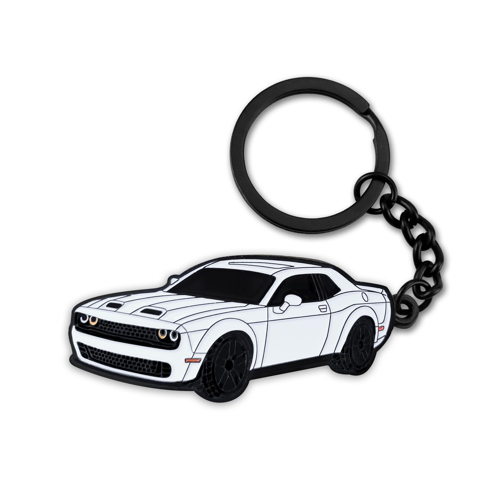 Glahorse For Dodge Challenger Hellcats Dakota Charger Srt Avenger Durango Keychain，For Dodge Challenger Accessories 2015-2022（White）