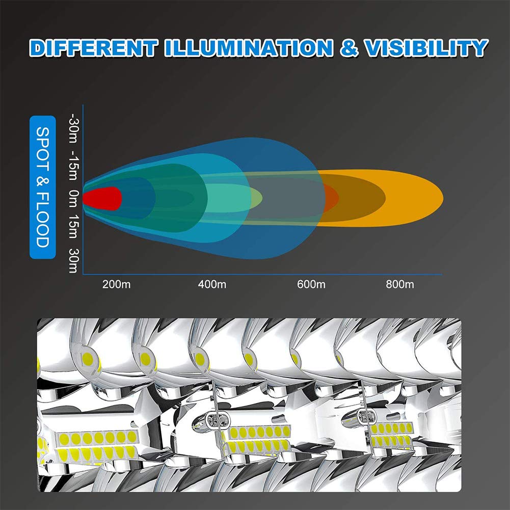 Dakride 42'' Led Light Bar Curved Triple Row 900W Flood Spot Combo Beam Off Road Lights 2Pc 4Inch 60W Spot Driving Fog Lights Wi