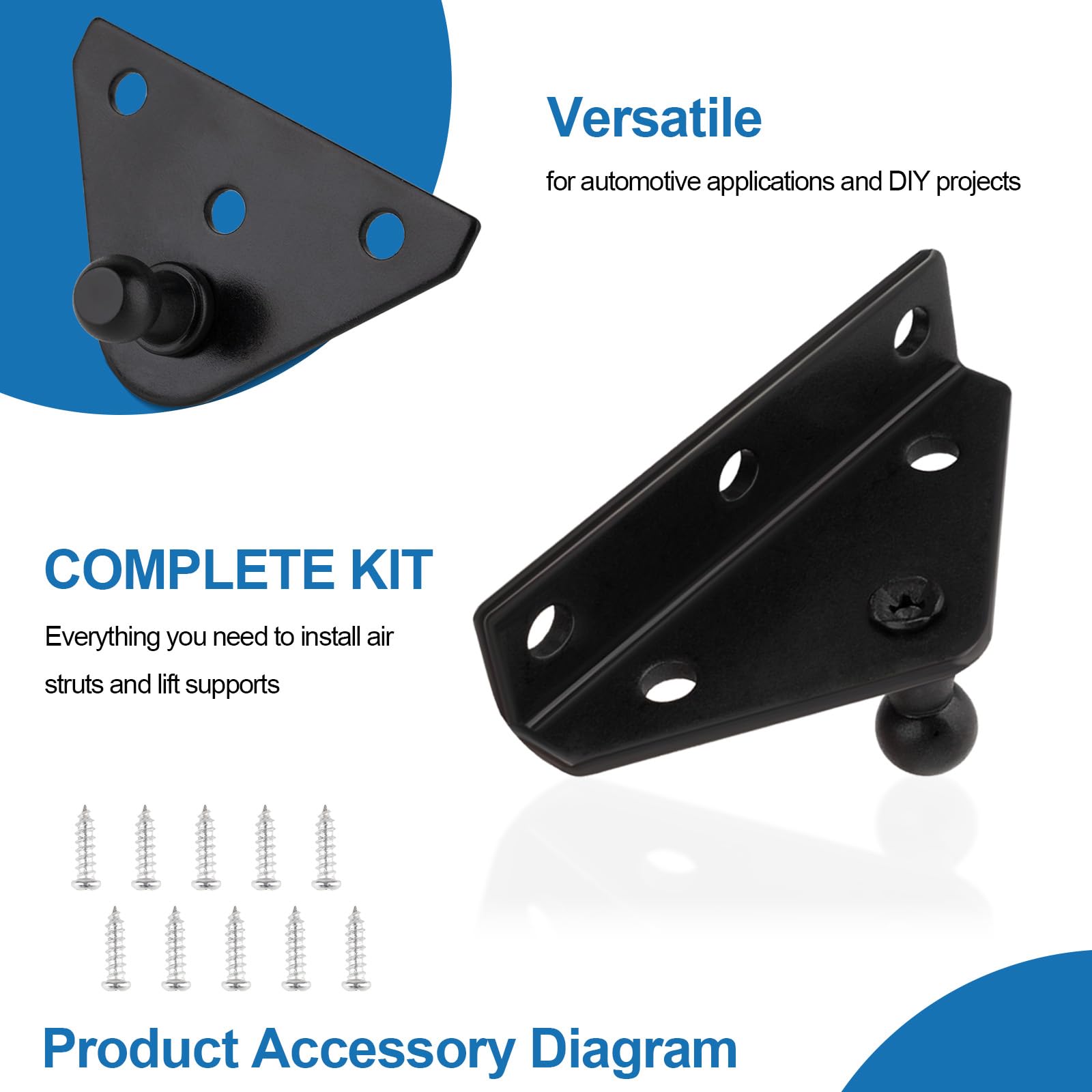 Ojtrtdr 10Mm Ball Stud Bracket, Gas Strut Mounting Brackets,Ball Stud Mounting Brackets For Lift Supports Shocks Spring Prop, Ga