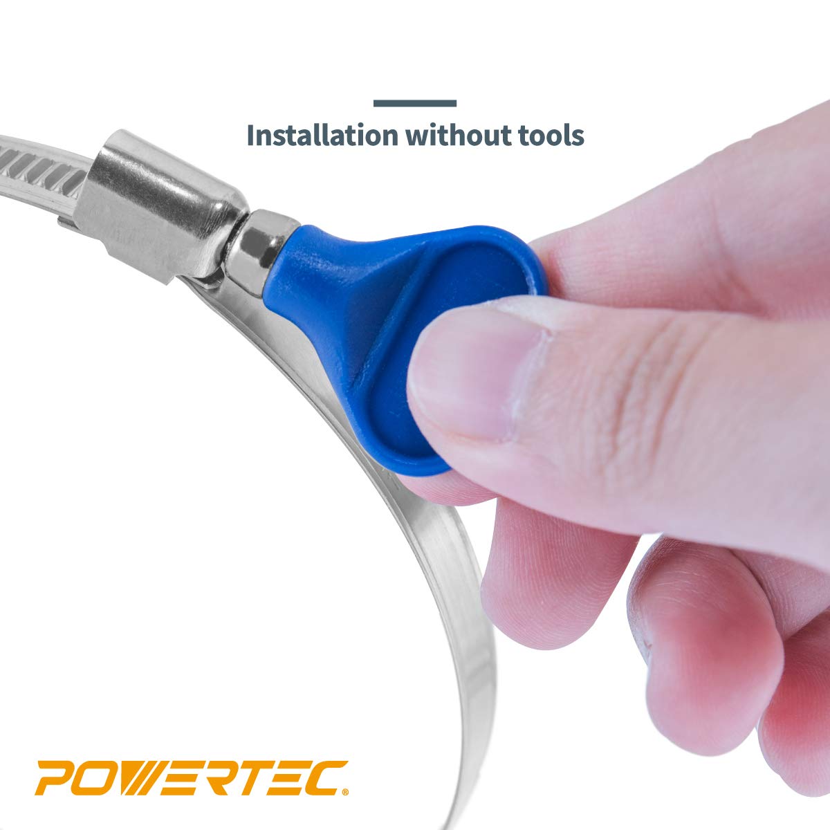 Powertec 70262 2-1/2 Inch Key Hose Clamp, Thumb Screw Key Adjustable Stainless Steel Hose Clamps For Dust Collection, Dust Colle