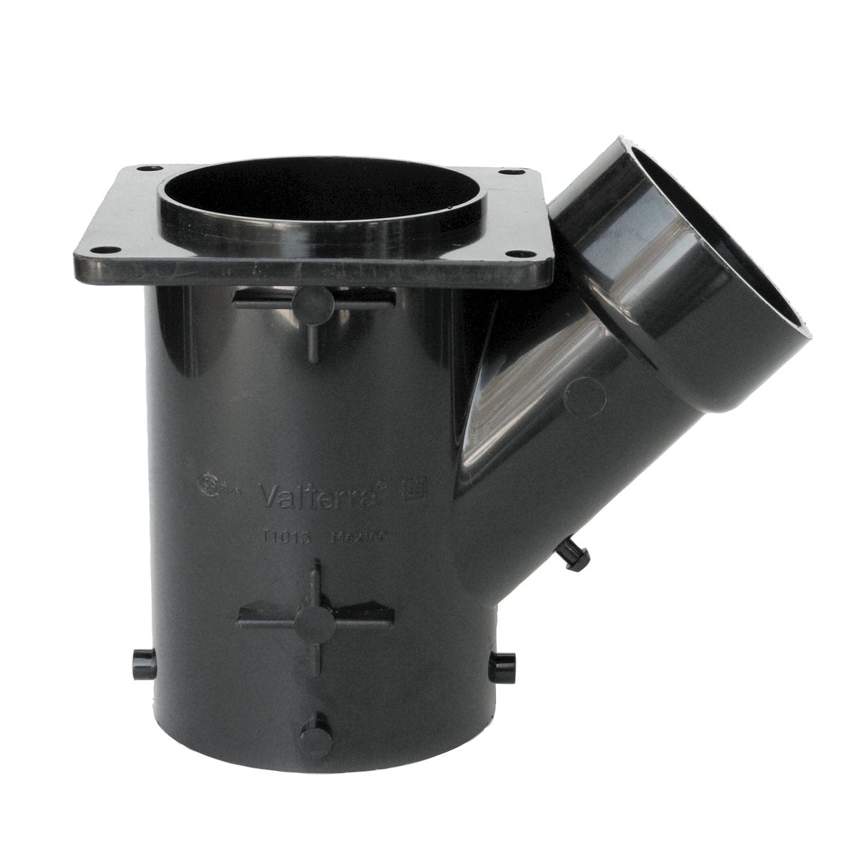 Valterra T1015 Flanged Valve Fitting - 3'' Wye Reducing, 3'' Bayonet X 3'' Stationary Flange X 2'' Hub , Black