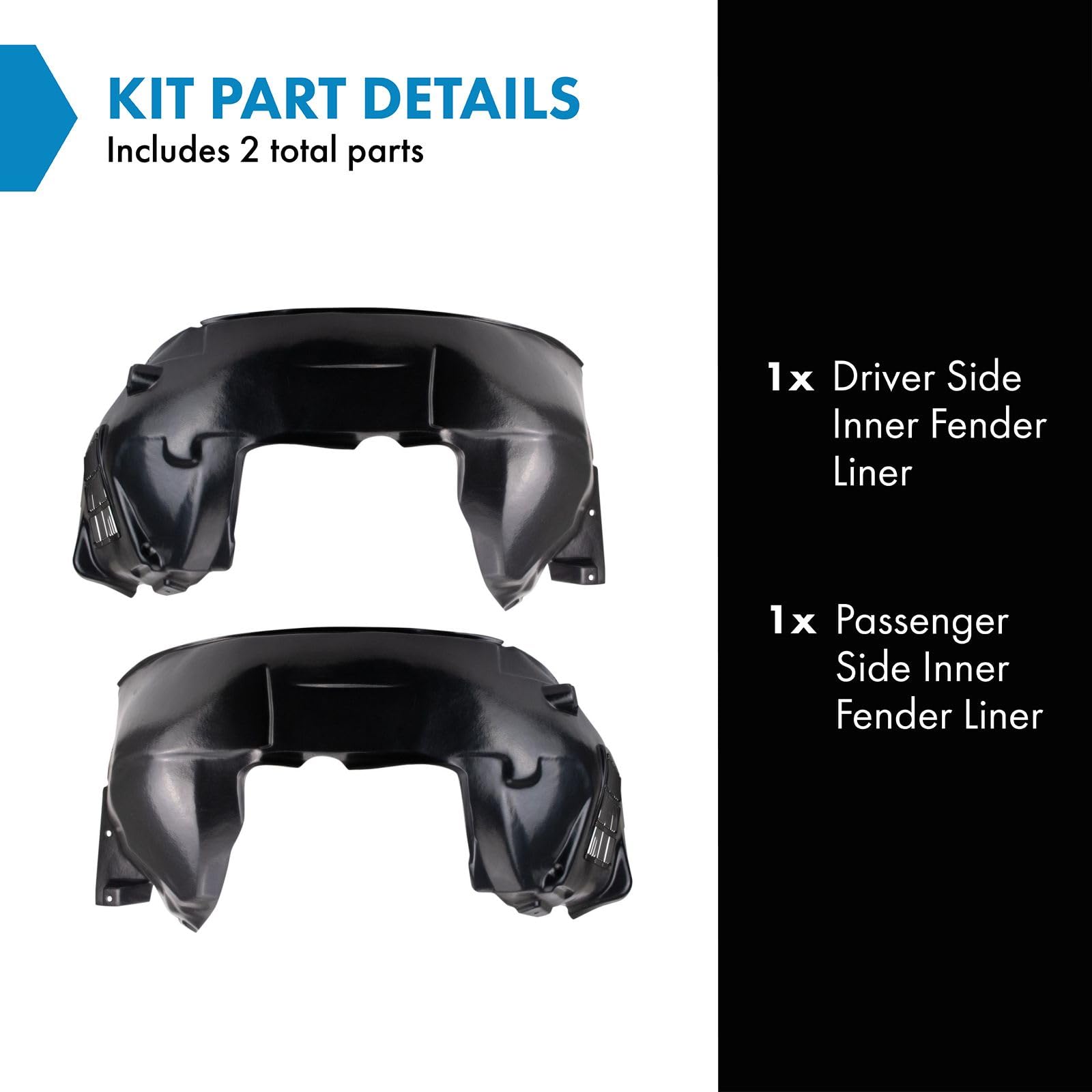 Trq Inner Fender Liner Set Compatible With 2009-2011 Jaguar Xf 2010-2011 Xfr Ja1248105 Ja1249105