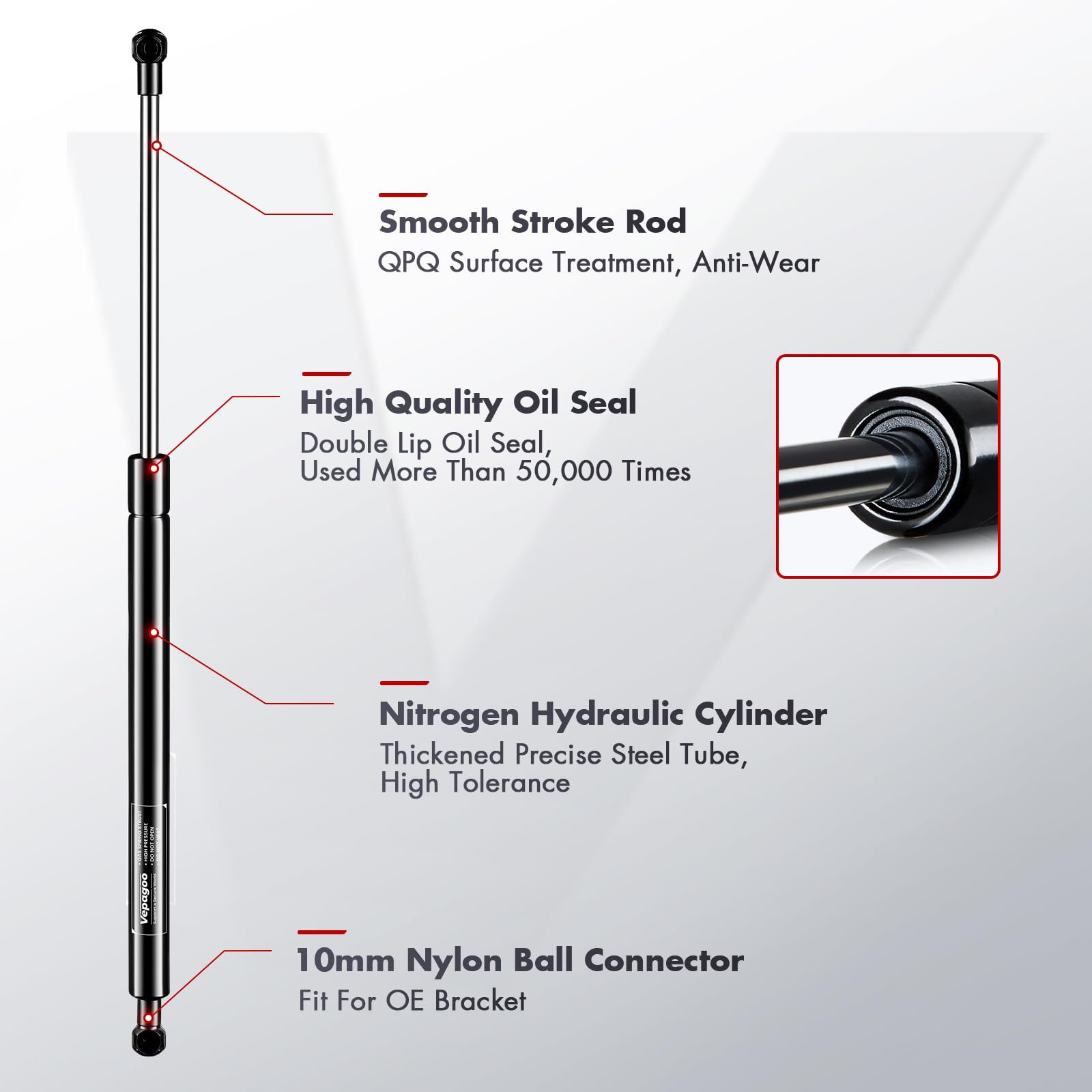 Vepagoo 32 Inch 200Lb/890N Gas Shock Strut Spring Lift Support For Tonneau Cover Truck Pickup Bed Rv Door Replacement Sturt St32