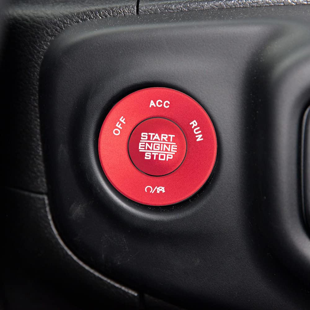 LECART Red Start Engine Stop Button Cover Stickers for Jeep Wrangler JL JLU Gladiator JT 2020-2022, Aluminum Ignition Button Stickers