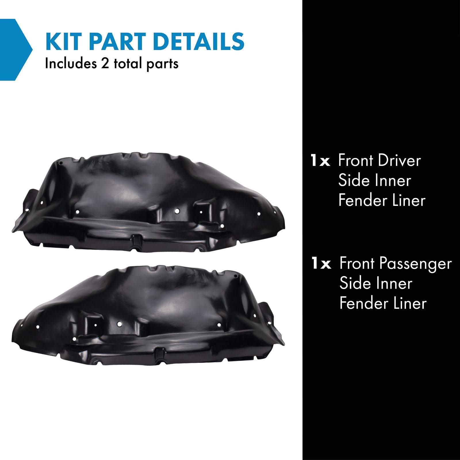 Trq Front Inner Fender Liner Set Compatible With 2007-2012 Chevrolet Colorado Gmc Canyon 2007 Isuzu I-290 I-370 Gm1248187 Gm1249