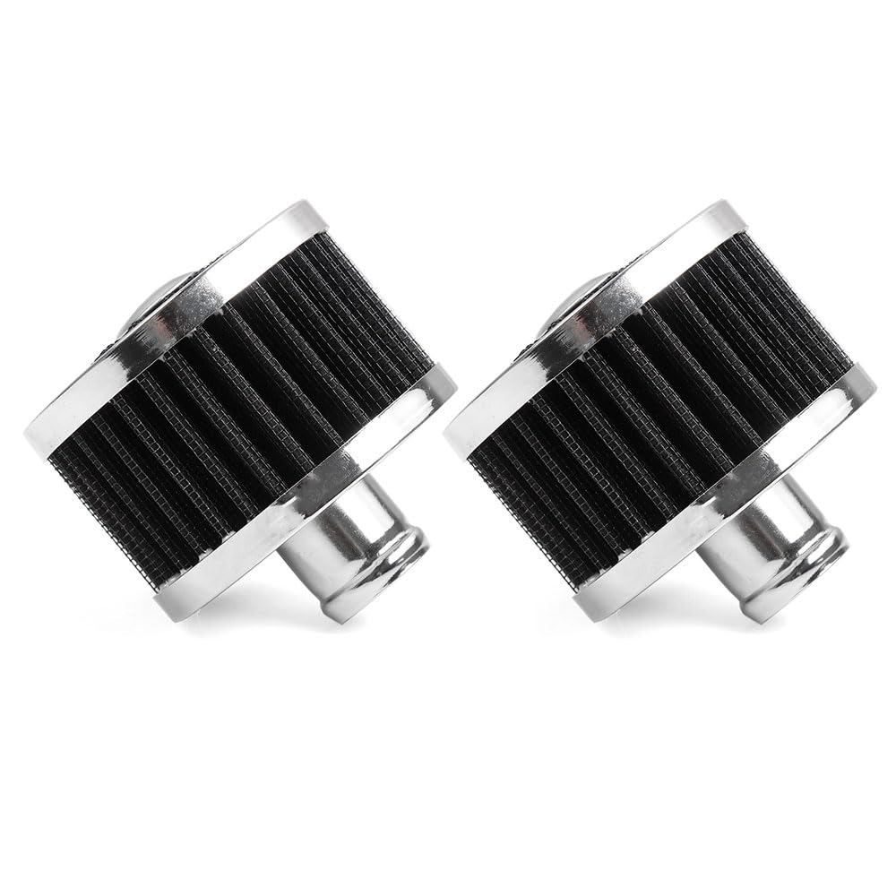 MUGE RACING 23mm Car Air Filter Universal Cold Air Intake Filter High Flow Vent Valve Cover Breather Filter (Black- 2 Pcs)