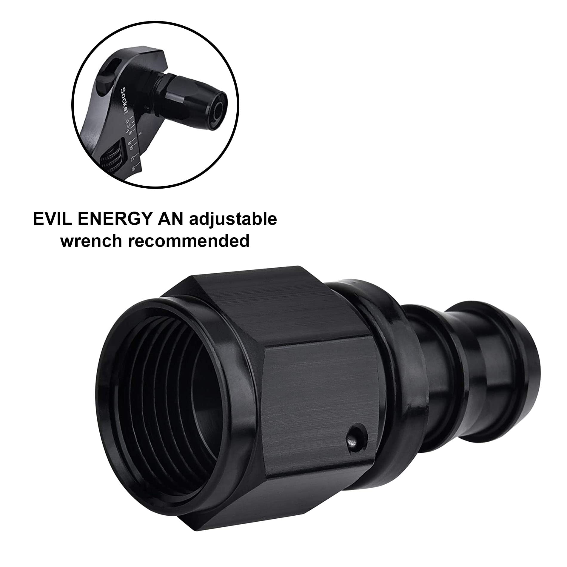 Evil Energy 4An Straight Push Lock Hose Fitting End Black 2Pcs
