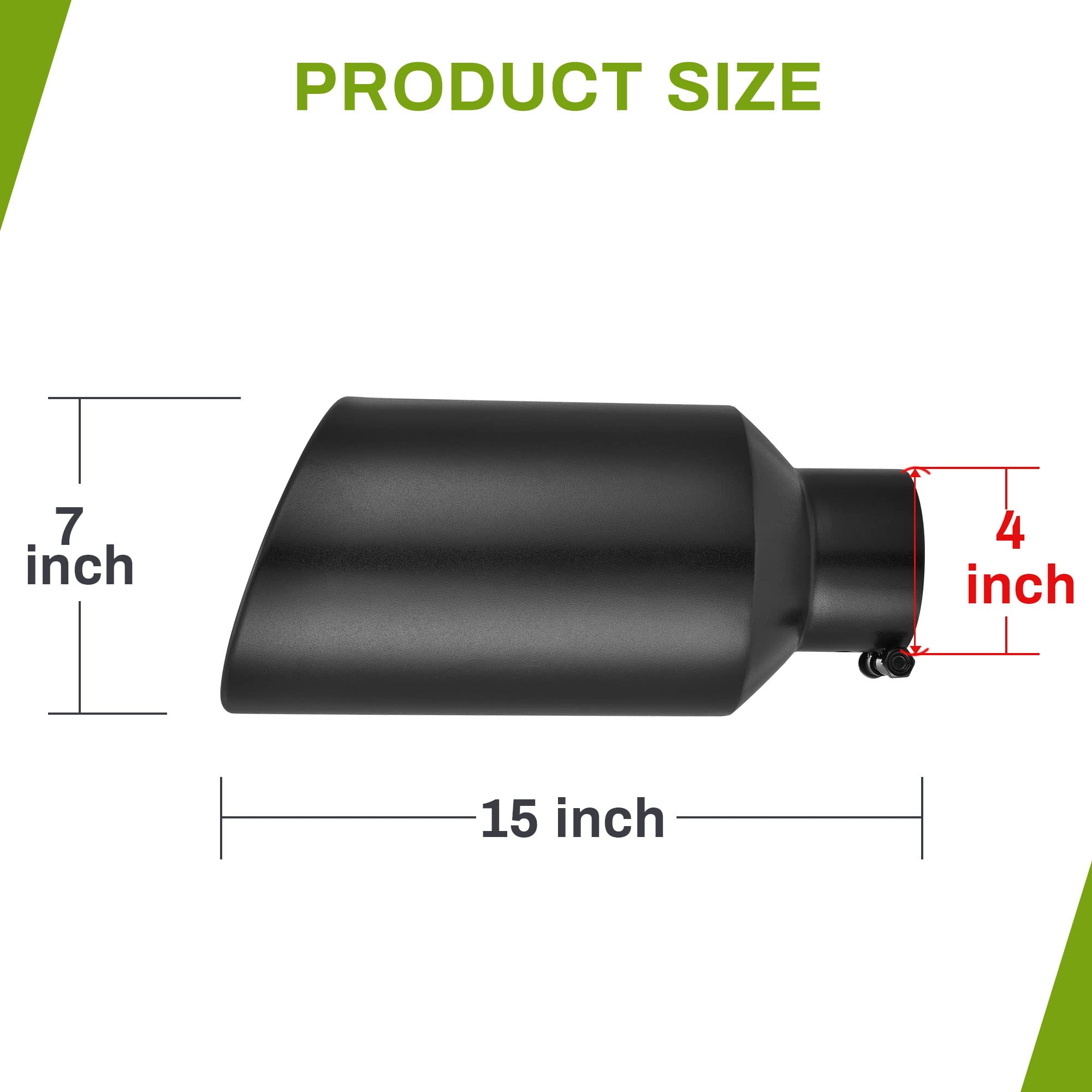 Autosaver88 4 Inch Inlet Exhaust Tip, 4'' Inlet 7'' Outlet 15'' Overall Length Stainless Steel Diesel Exhaust Tail Tip For 4'' O