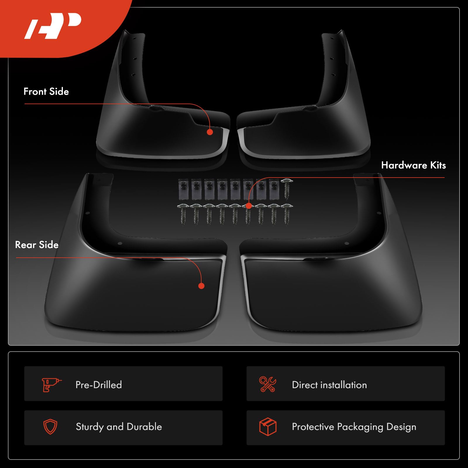 A-Premium Set Of 4Pcs Mud Flaps Splash Guards Mudguards Mudflaps With Hardware Accessories Compatible With Jeep Liberty (Kk Seri