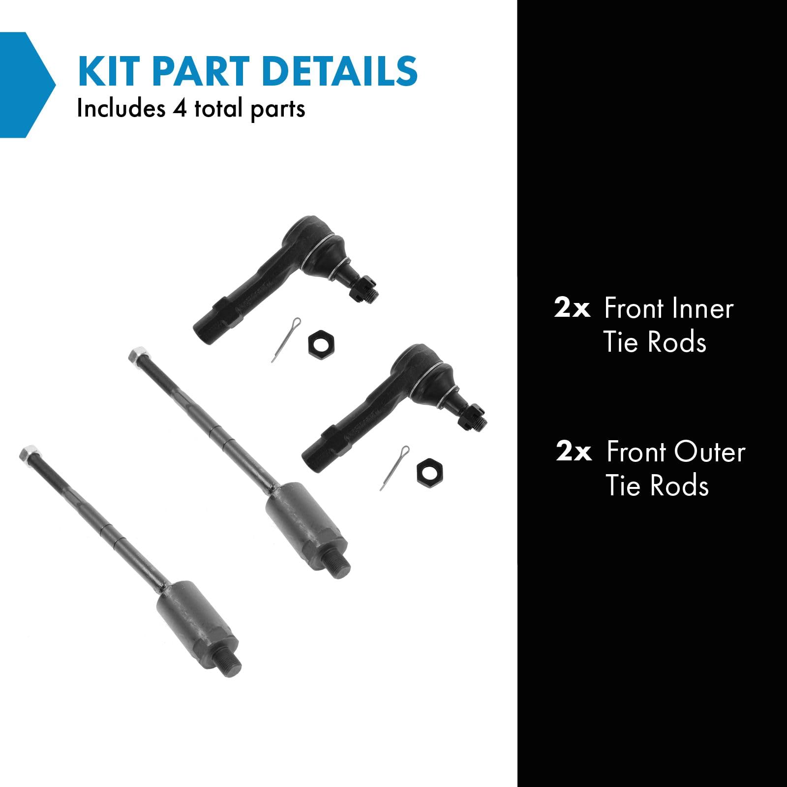 Trq Front Tie Rod Set Compatible With 2002-2005 Ford Explorer Mercury Mountaineer