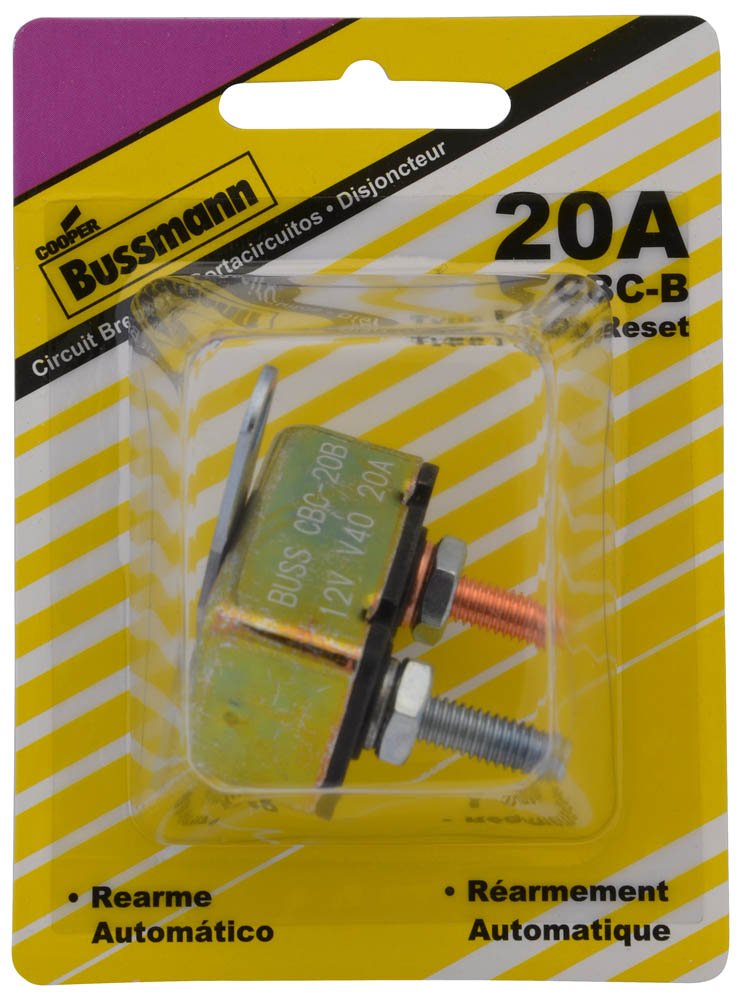 Bussmann (BP/CBC-20B-RP) 20 Amp Type-I Stud Mount Circuit Breaker with Crosswise Bracket