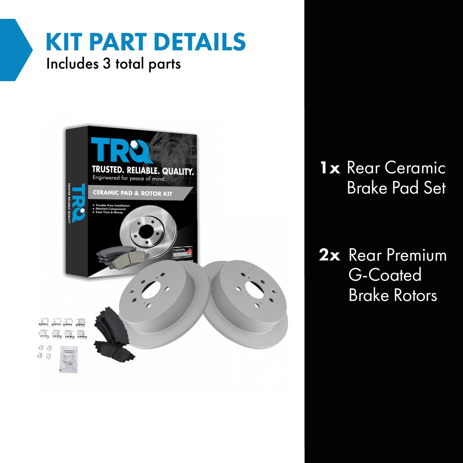 Trq Rear Brake Pad & Rotor Kit Brake Pads Brake Rotor Ceramic Solid Premium G-Coated Compatible With 2010-2015 Lexus Rx350 Rx450