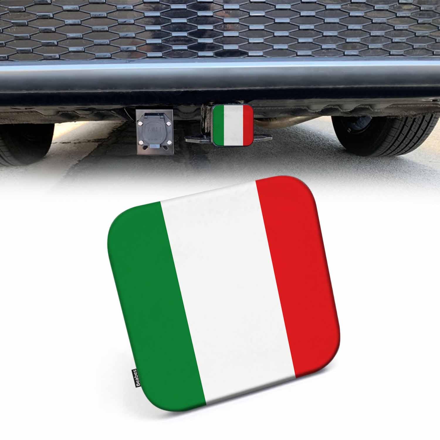 Beabes Italy Flag Hitch Covers 2 Inch National Italian Flag Trailer Hitch Cover Tube Plug Insert, Car Exterior Accessories, Rece