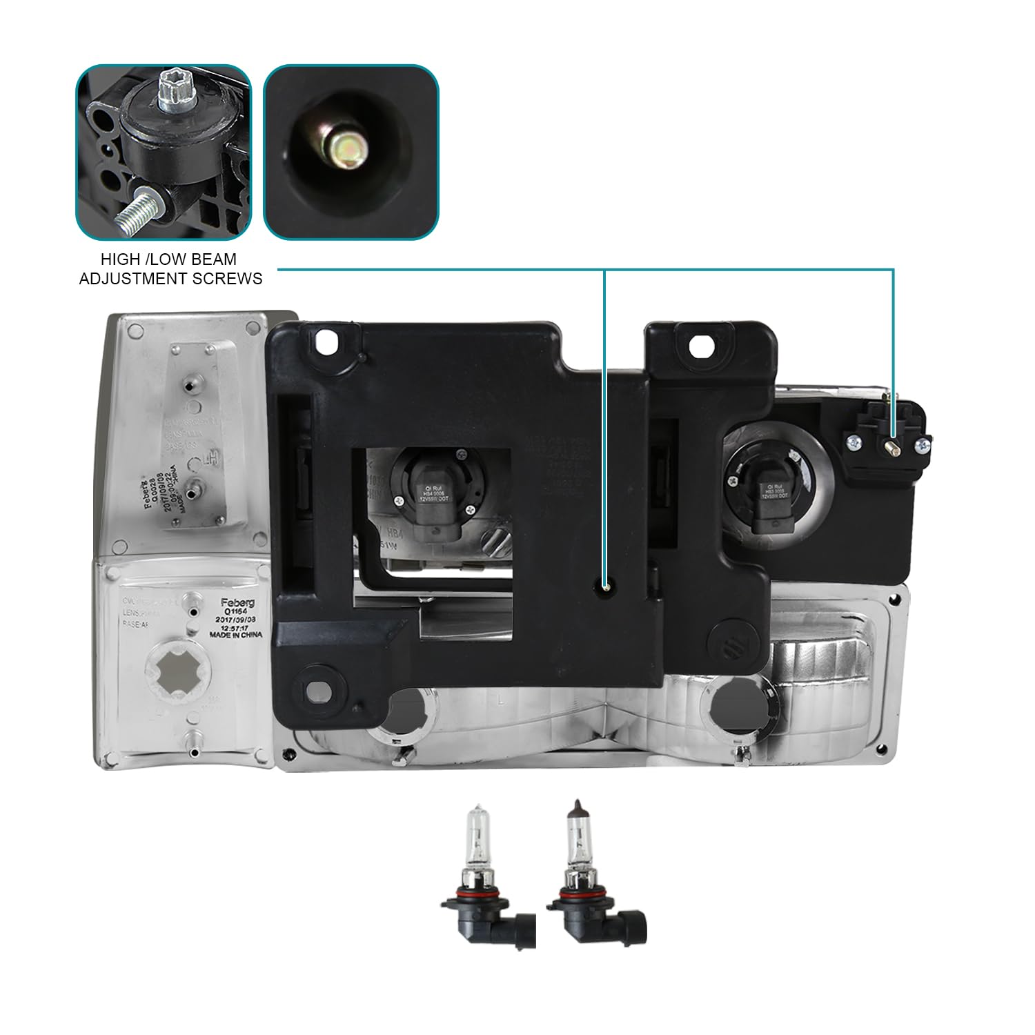 Spec-D Tuning Smoke Lens Headlights + Bumper Lights + Corner Lamps Compatible With 1994-1998 Gmc C10 Pickup Sierra Suburban Left