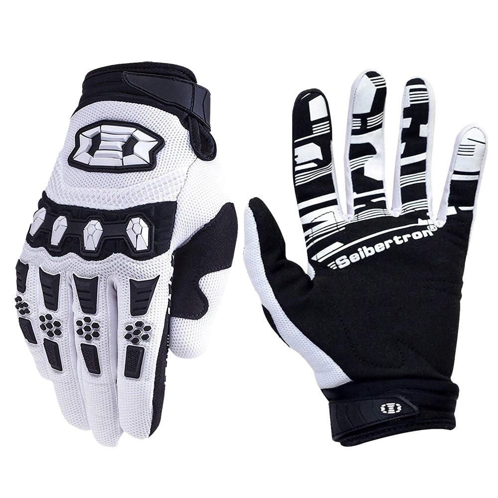 Seibertron Youth Unisex Mx Atv Mtb Racing Gloves - Full Finger Touchscreen Glove For Bicycle Cycling Mountain Biking Motorcycle
