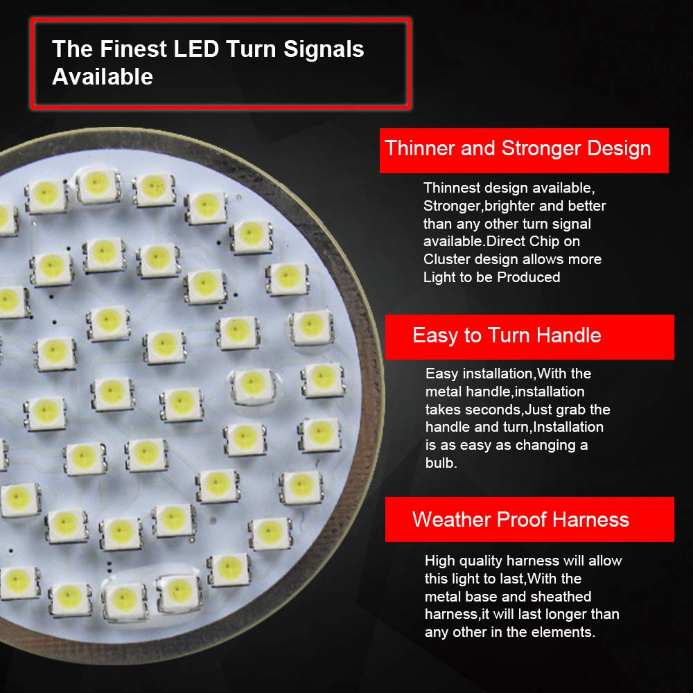 Motorcycle Led Light 2' 50Mm Bullet Style Led Turn Signals Pannel For Motor Bike Sporter Softail Touring (1157 Base-1) …