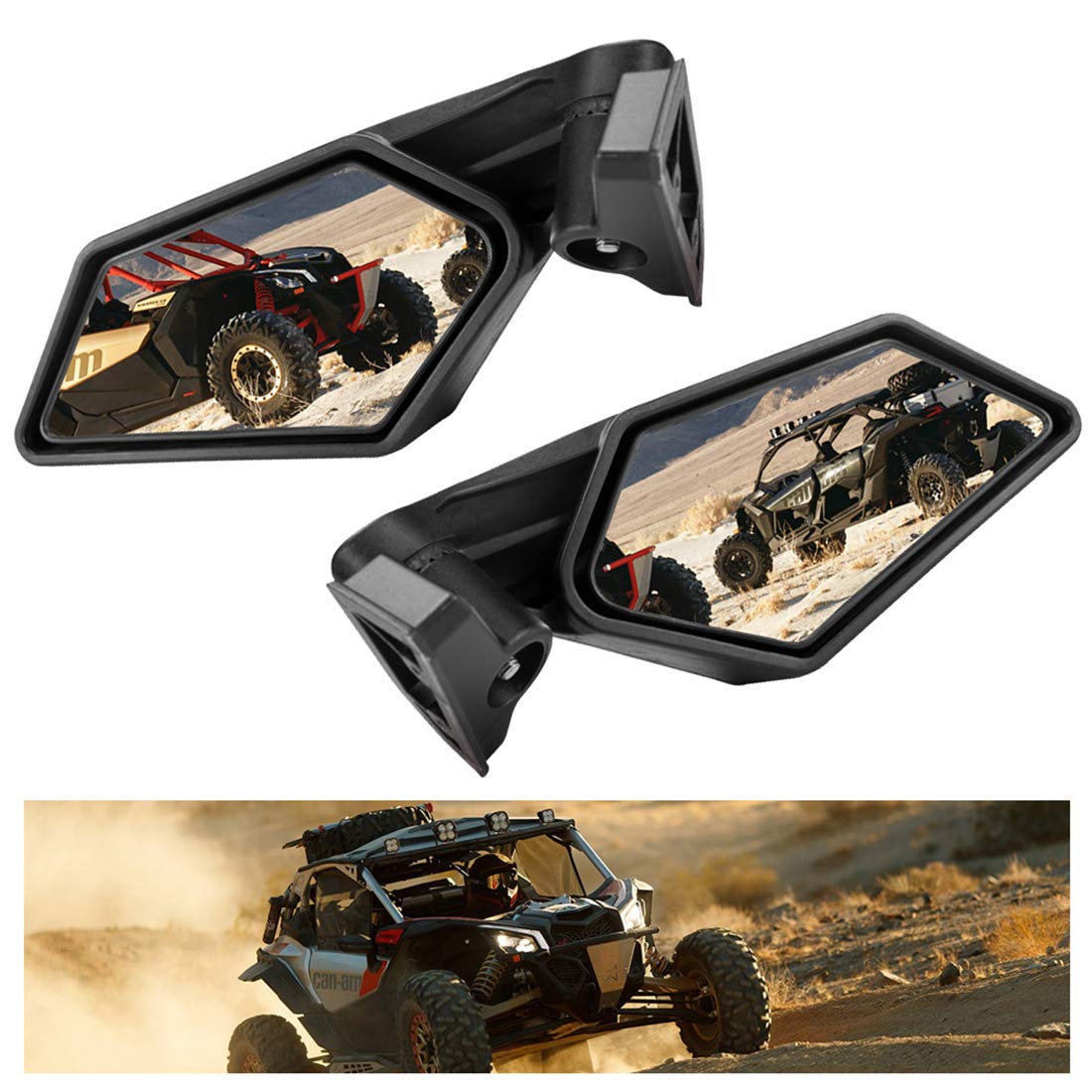 Kiwi Master X3 Side Mirrors Compatible For 2017-2024 Can Am Maverick X3 Accessories Rear View Racing Mirror #715002898