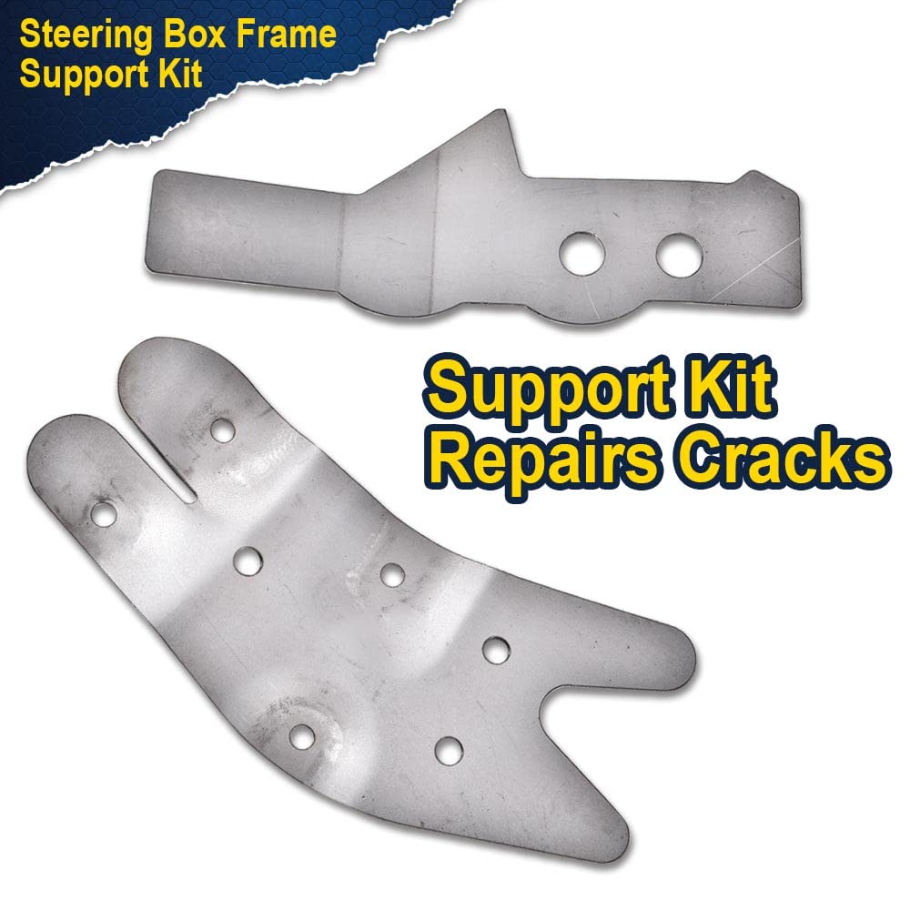 PIT66 Steering Box Frame Support Kit, Compatible with 73-91 Chevy GMC C/K Pickup 2 PCS Silver