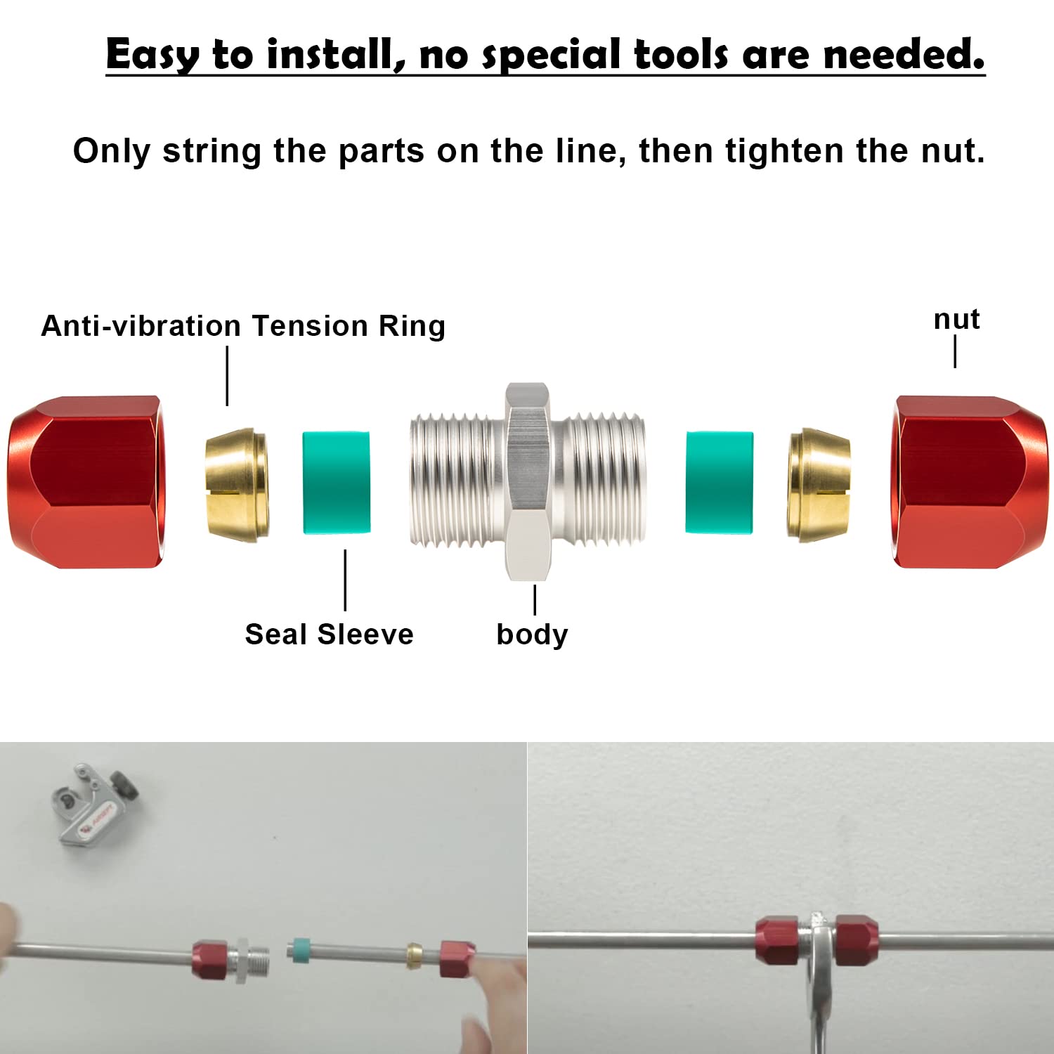 Hihitomorrow 800-642 Line Splice Connector for 1/2 Aluminum Lines - A/C Air Conditioning Repair Coupler, Multicolor